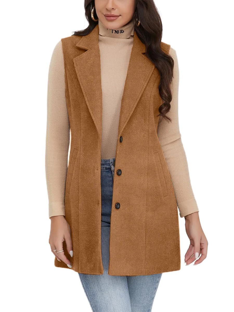 IDEALSANXUN Plaid Vest for Women Fall Winter Sleeveless Blazer Jackets