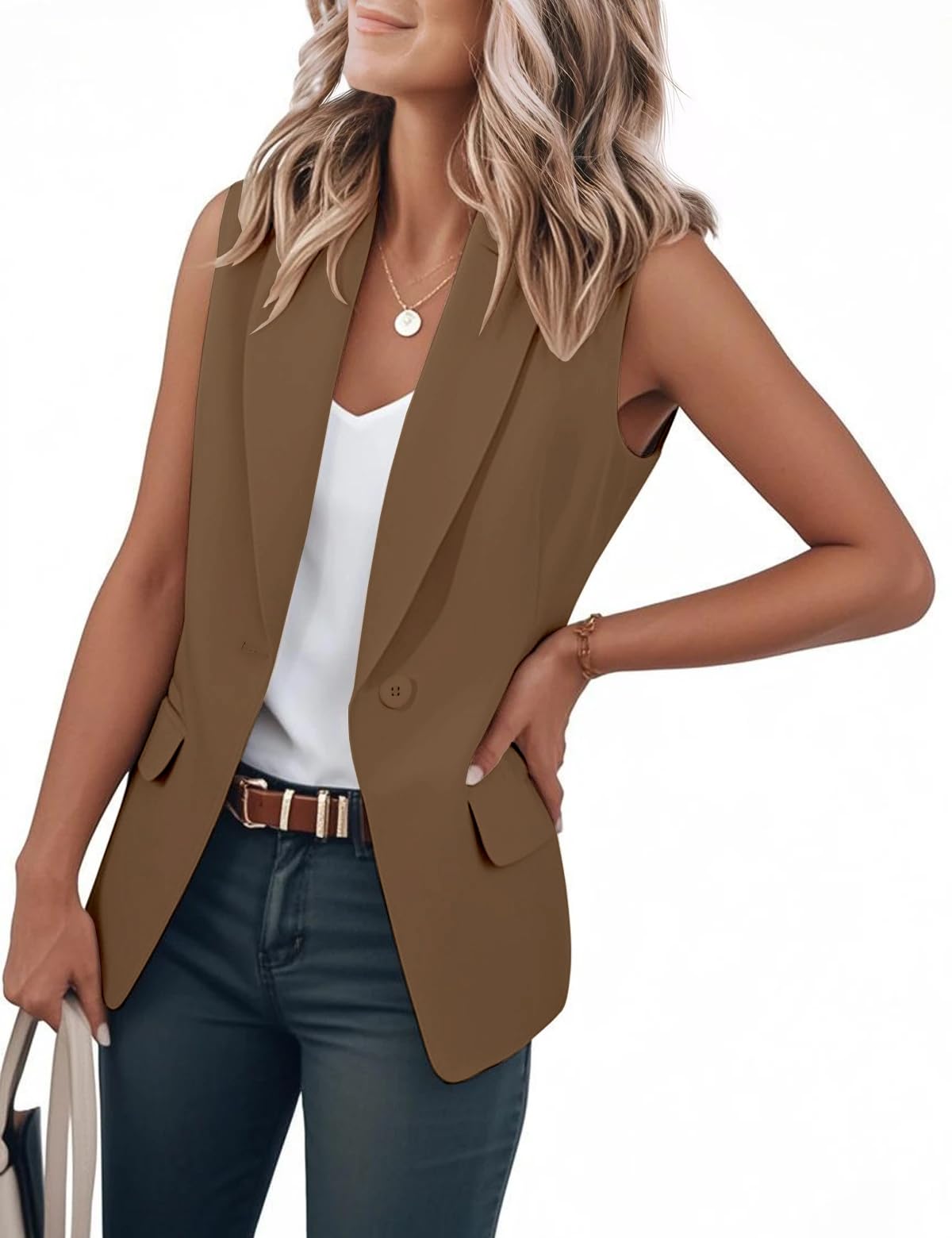 IDEALSANXUN Womens Vest Fashion Dressy Notch Lapel Sleeveless Blazer Suit Jackets Office Work Clothes