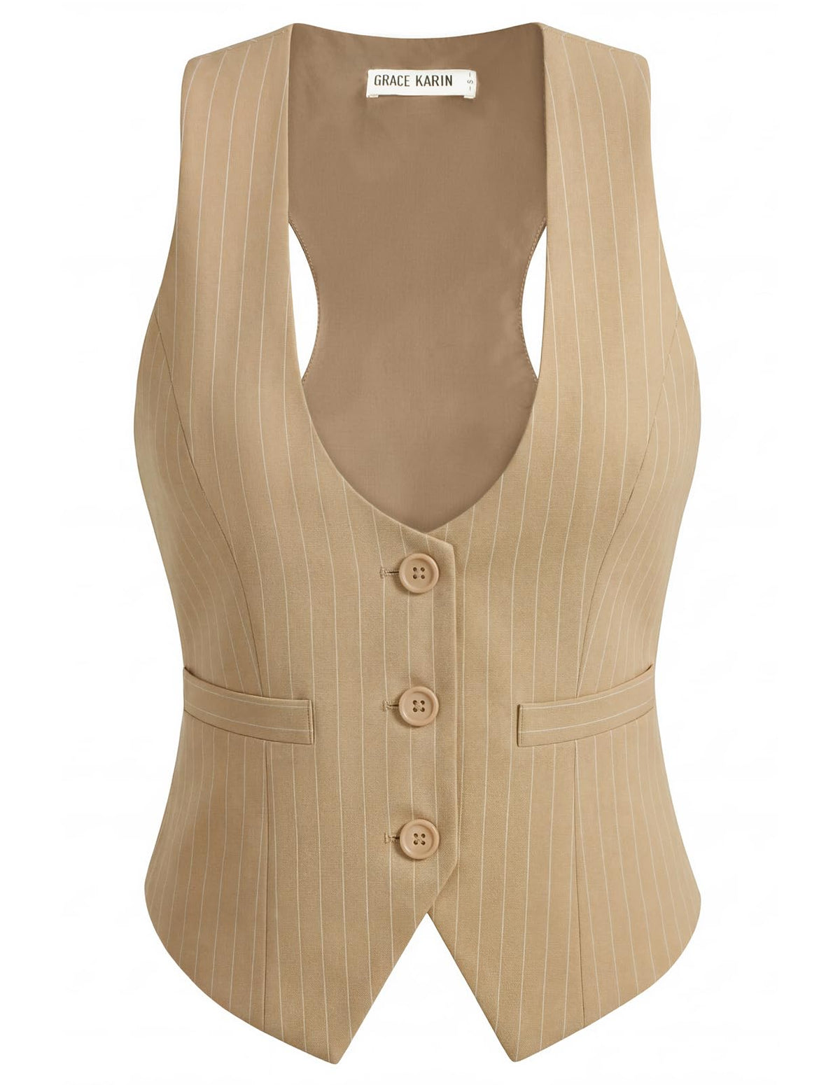 GRACE KARIN Women's Suit Vest Top, Dressy Casual Sleeveless Button Waistcoat, Fromal Steampunk Blazer for Work Office