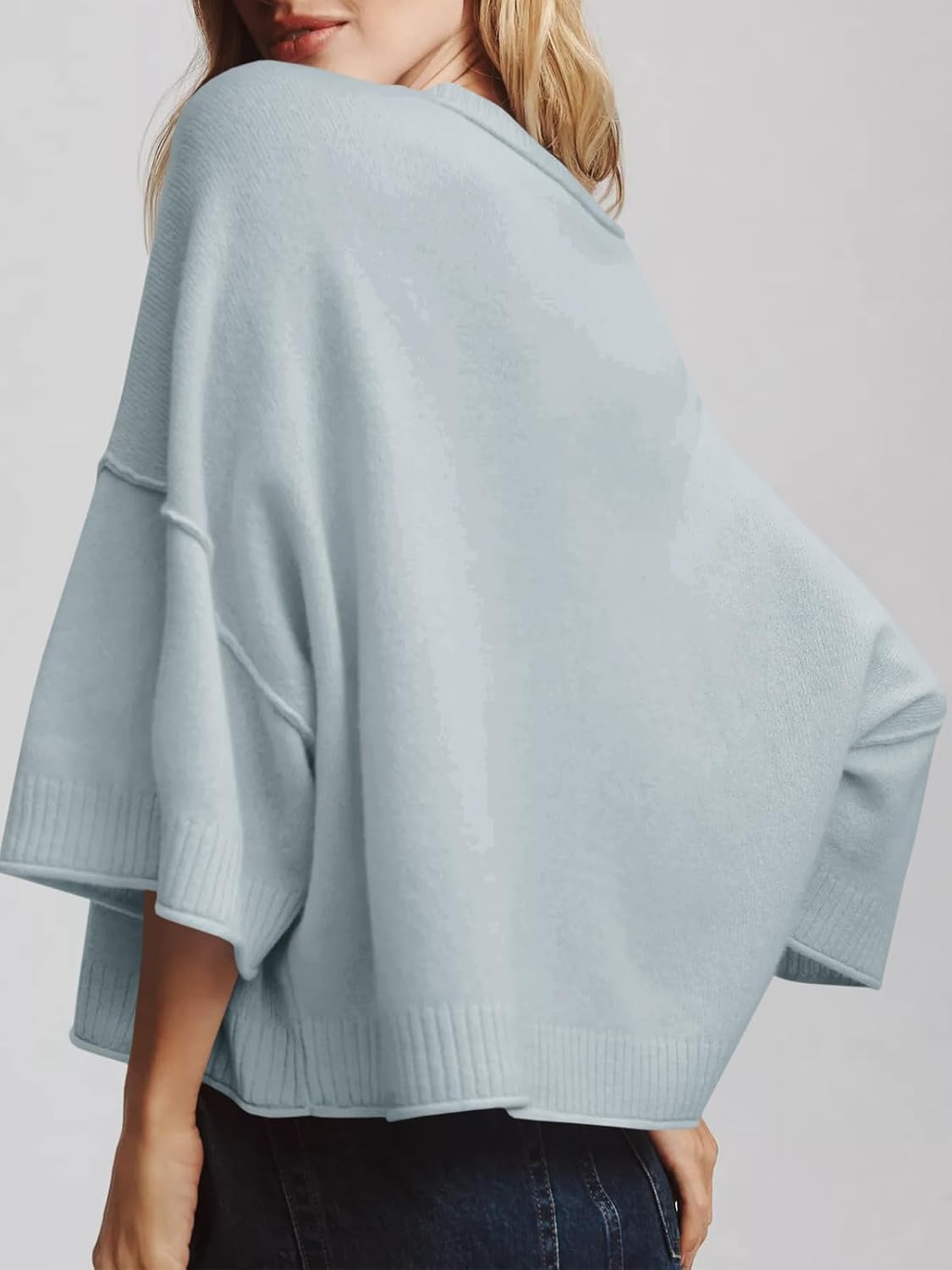 Saodimallsu Womens Short Sleeve Sweater Oversized Cropped Sweaters Knit Top