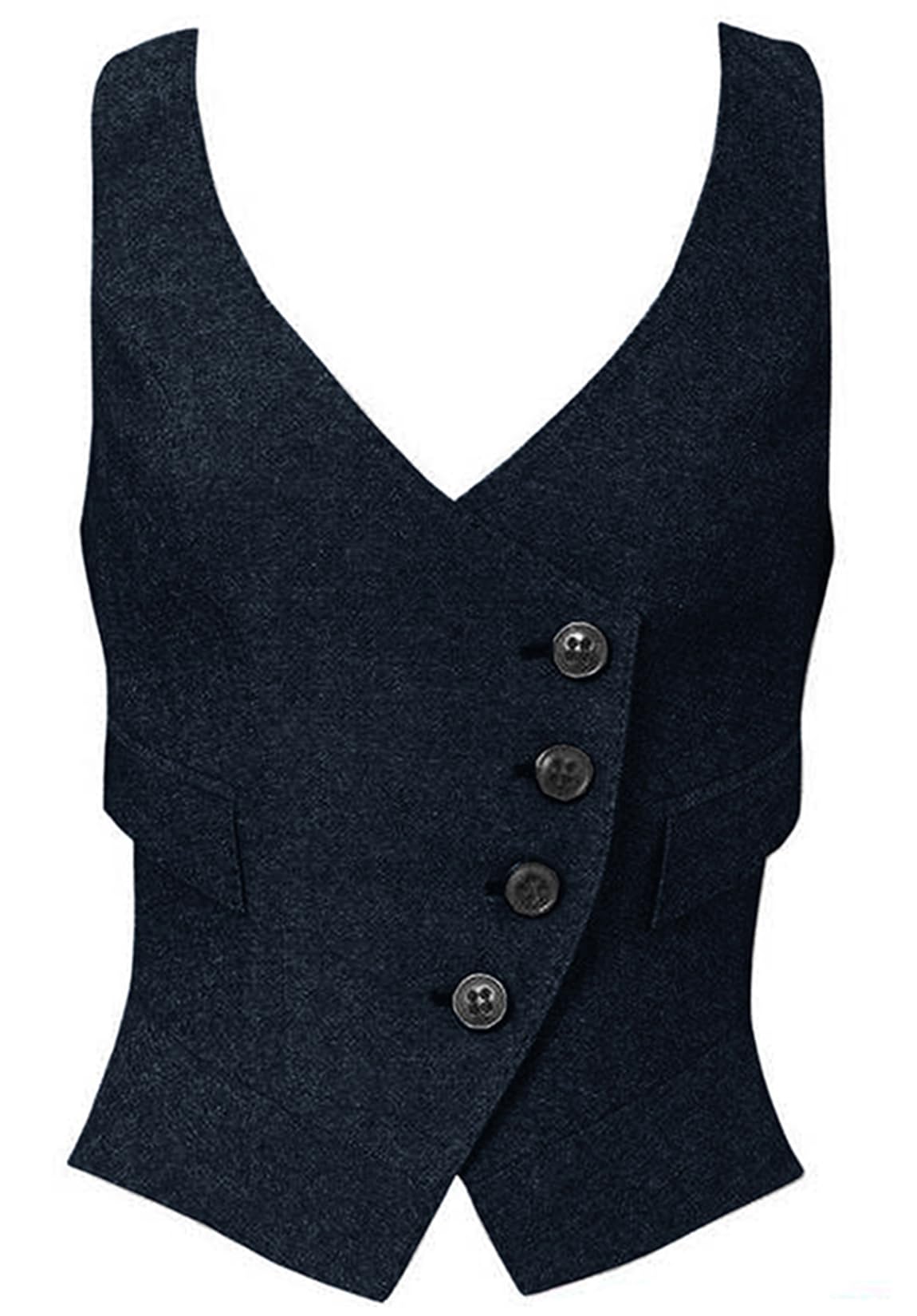 Women's Herringbone Tweed Waistcoat Slim-Fit Suit Vest
