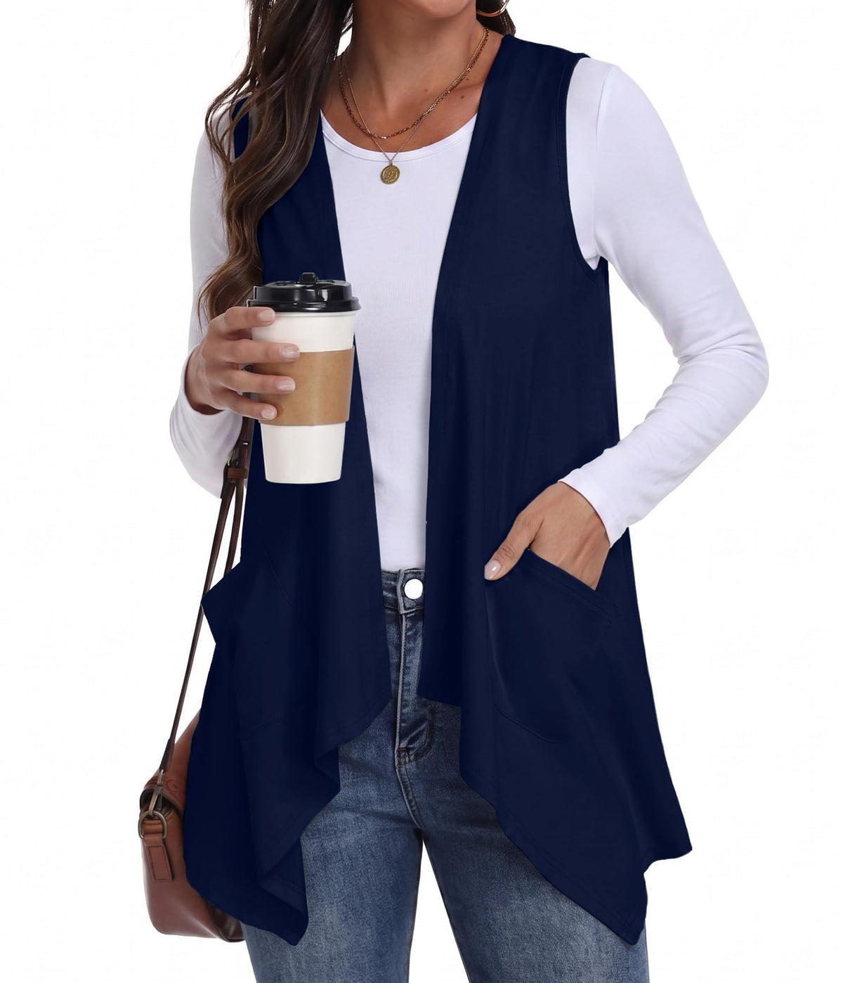PrinStory Womens Sleeveless Cardigan Vest Lightweight Open Front Cardigan