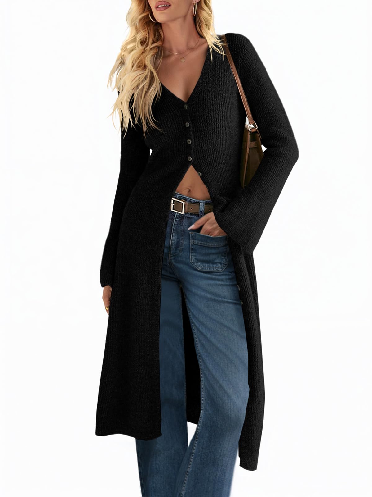 Saodimallsu Womens Long Cardigan Sweaters Button Down Midi Knit Dress