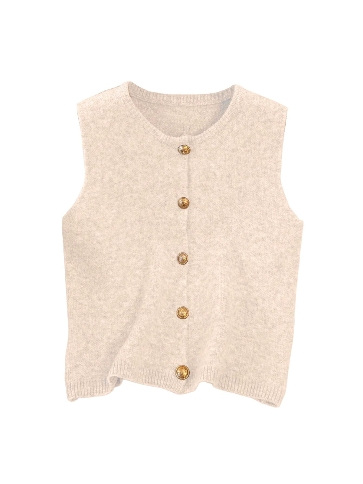 RoseSeek Women's Button Down Sweater Vest Sleeveless Crewneck Knit Knitwear