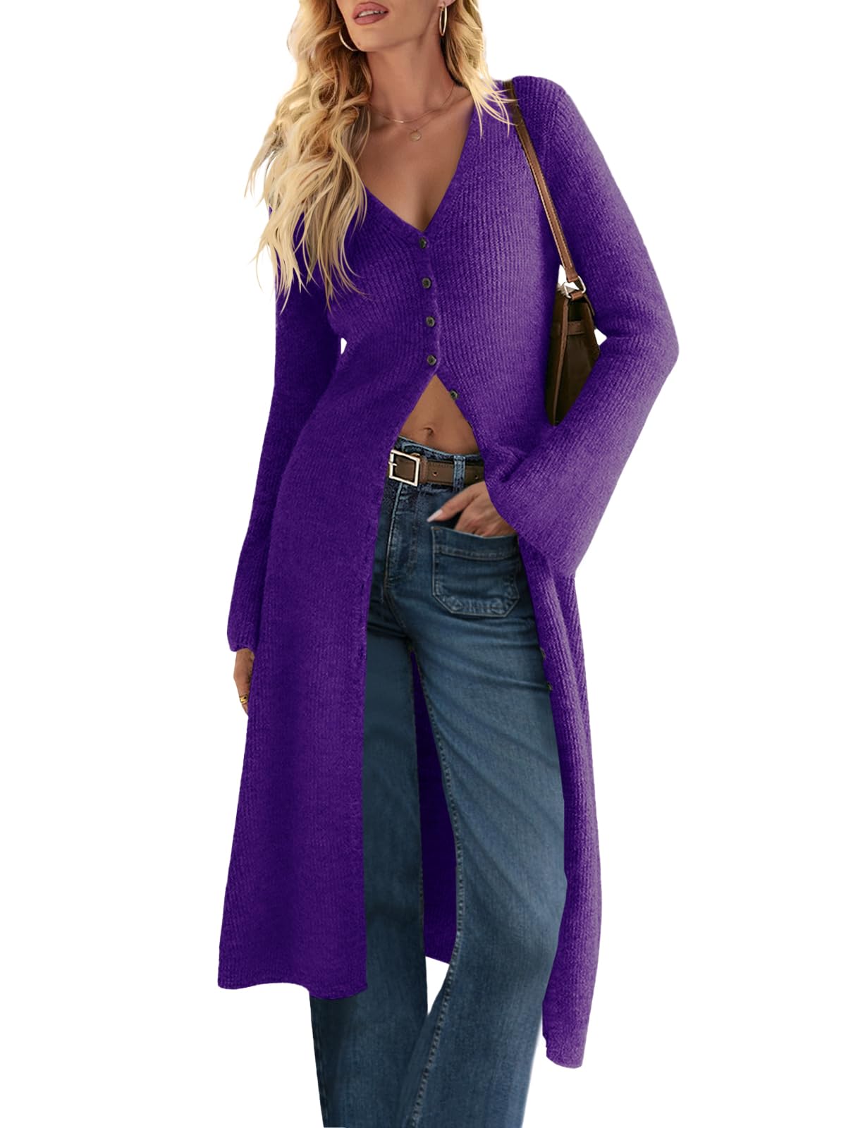 Saodimallsu Womens Long Cardigan Sweaters Button Down Midi Knit Dress