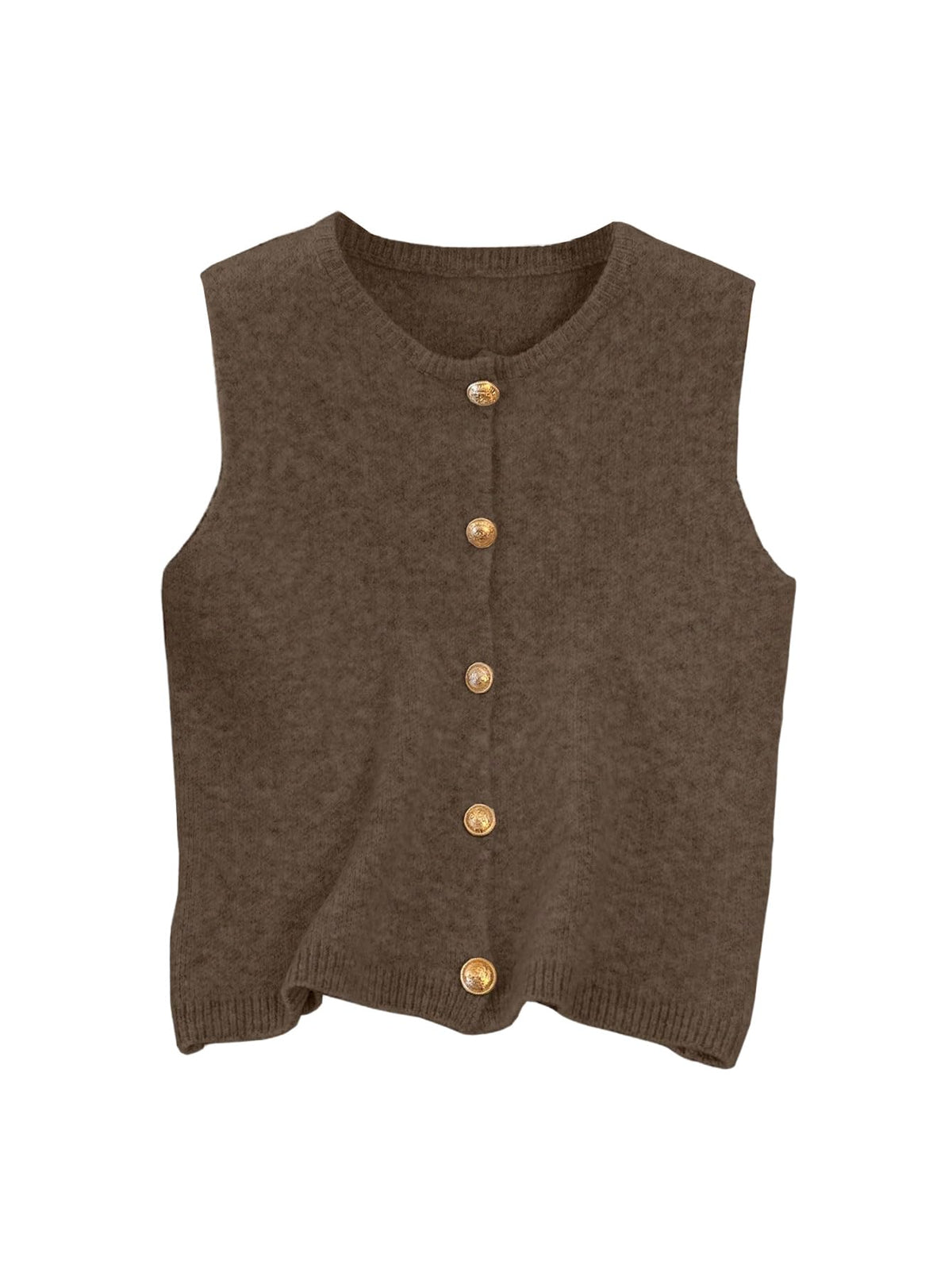 RoseSeek Women's Button Down Sweater Vest Sleeveless Crewneck Knit Knitwear