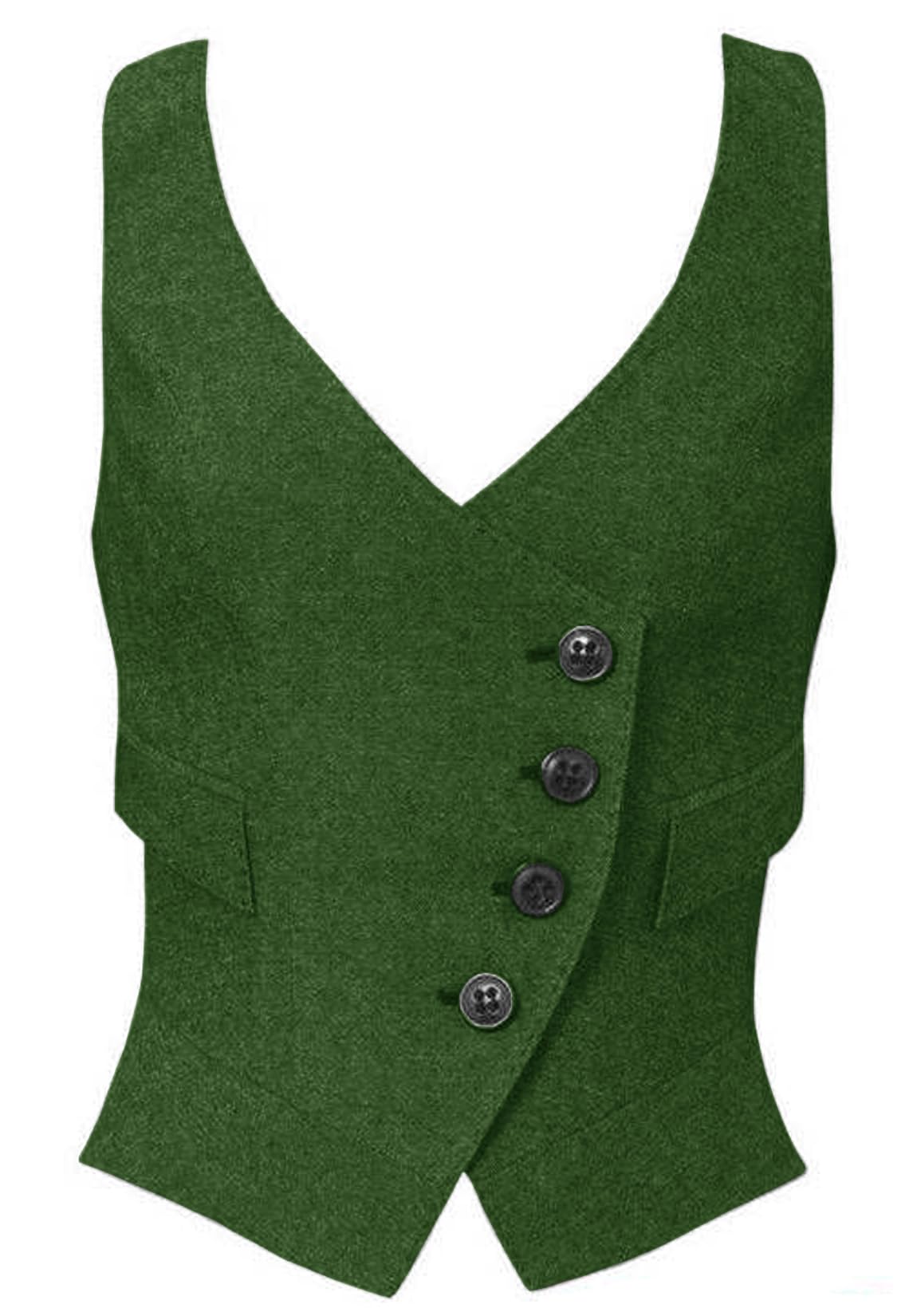 Women's Herringbone Tweed Waistcoat Slim-Fit Suit Vest