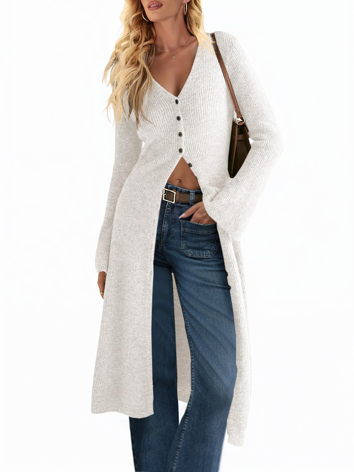 Saodimallsu Womens Long Cardigan Sweaters Button Down Midi Knit Dress