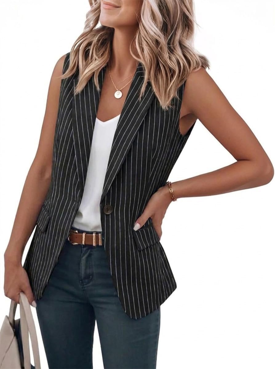 IDEALSANXUN Womens Vest Fashion Dressy Notch Lapel Sleeveless Blazer Suit Jackets Office Work Clothes