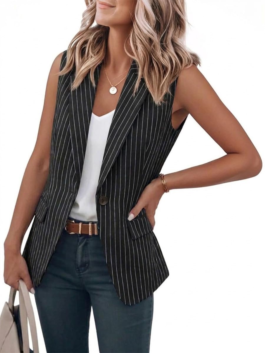 IDEALSANXUN Womens Vest Fashion Dressy Notch Lapel Sleeveless Blazer Suit Jackets Office Work Clothes
