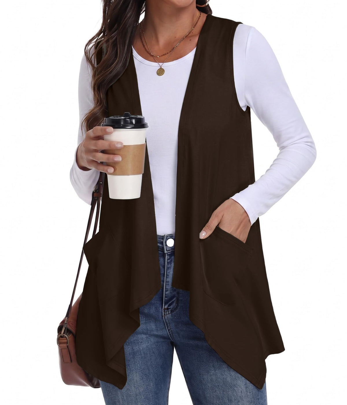PrinStory Womens Sleeveless Cardigan Vest Lightweight Open Front Cardigan