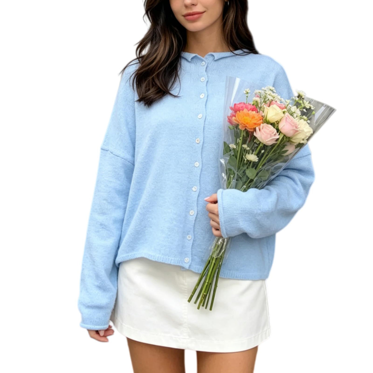 Women Knit Cardigan Sweaters Long Sleeve Button Down Loose Top