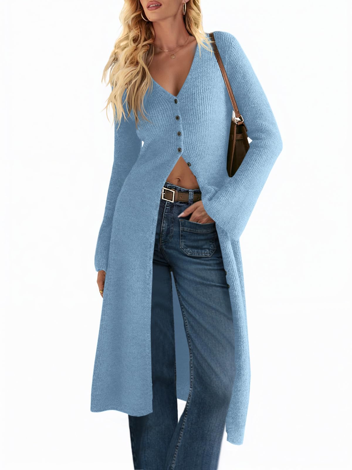 Saodimallsu Womens Long Cardigan Sweaters Button Down Midi Knit Dress