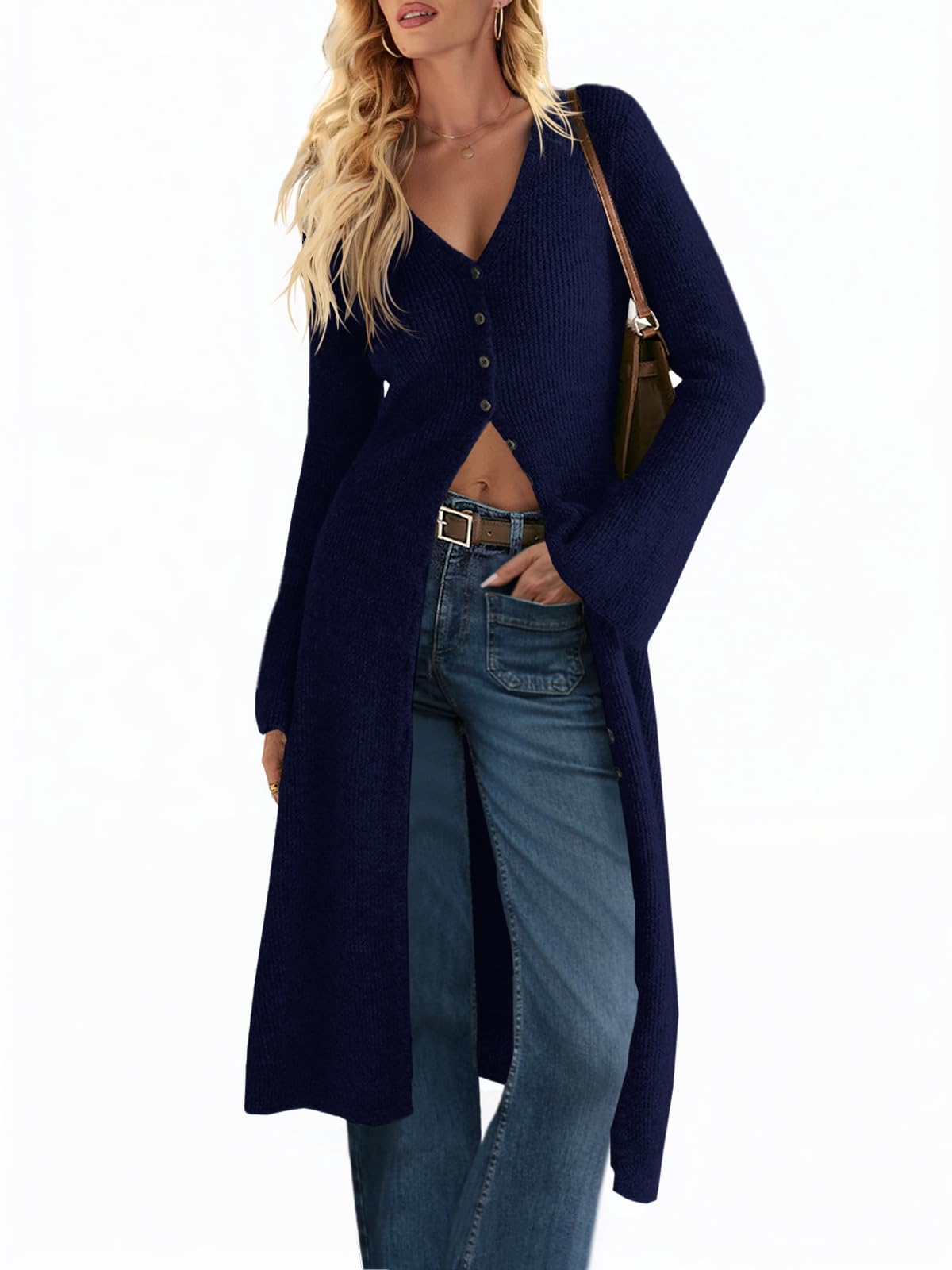 Saodimallsu Womens Long Cardigan Sweaters Button Down Midi Knit Dress