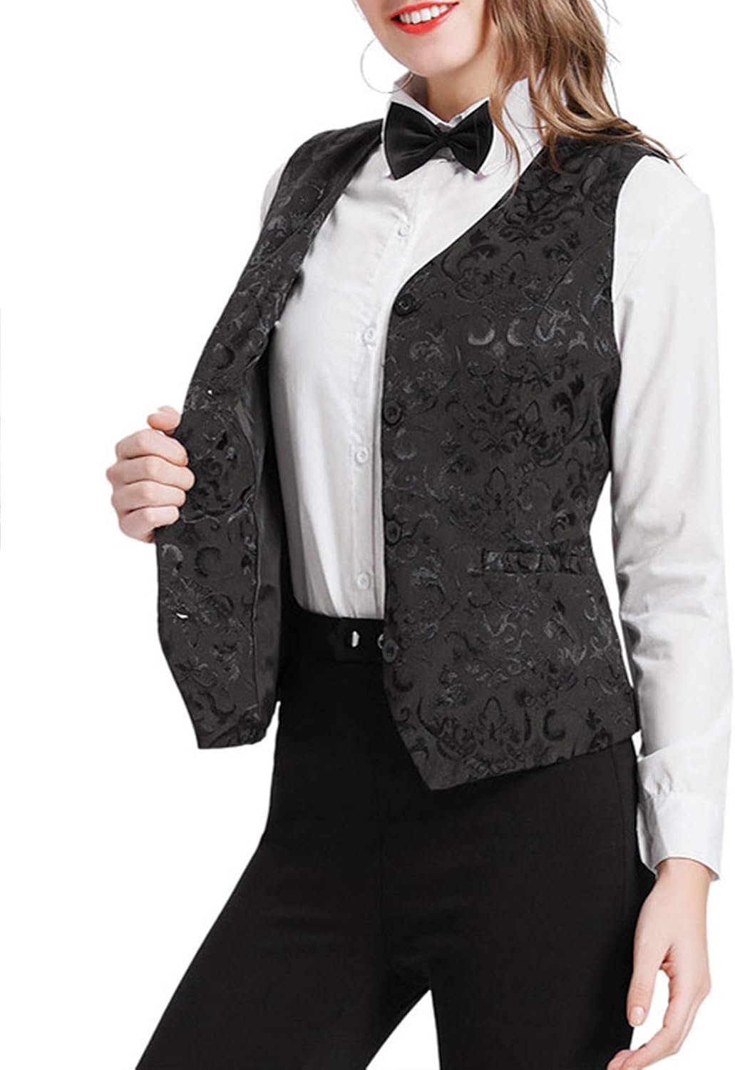 GRACE KARIN Womens Waistcoat Vest Vintage Steampunk Dress Jacquard Jacket