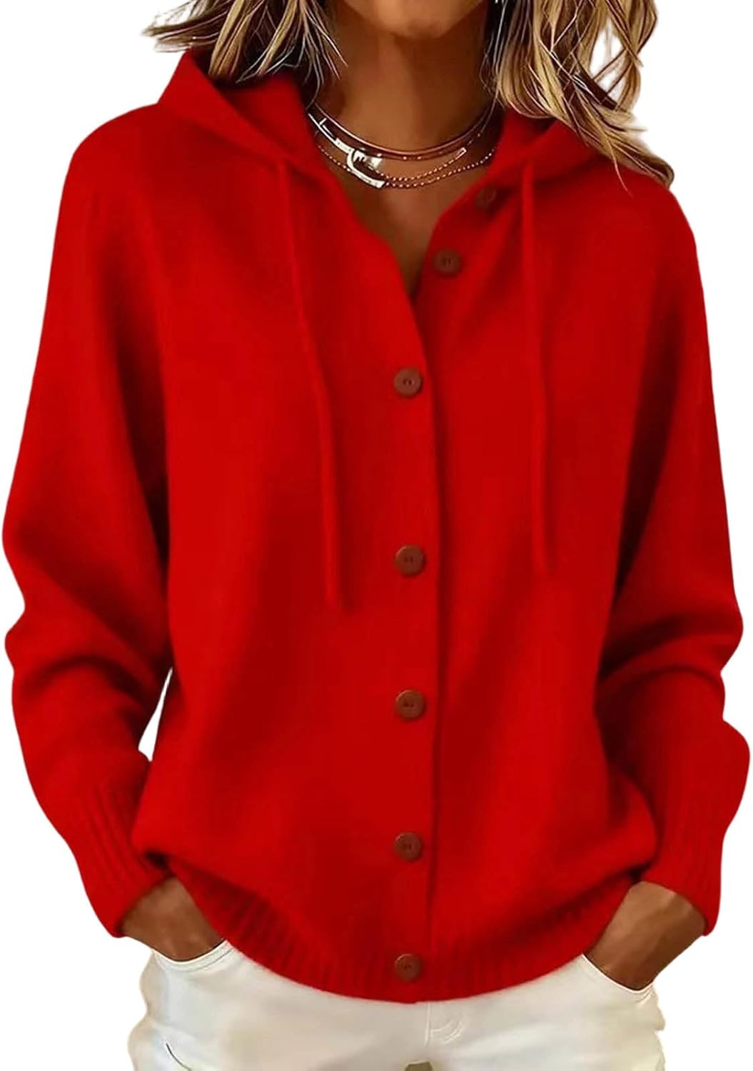 Knit Cardigan Sweaters for Women Button Down Long Sleeve Hoodies