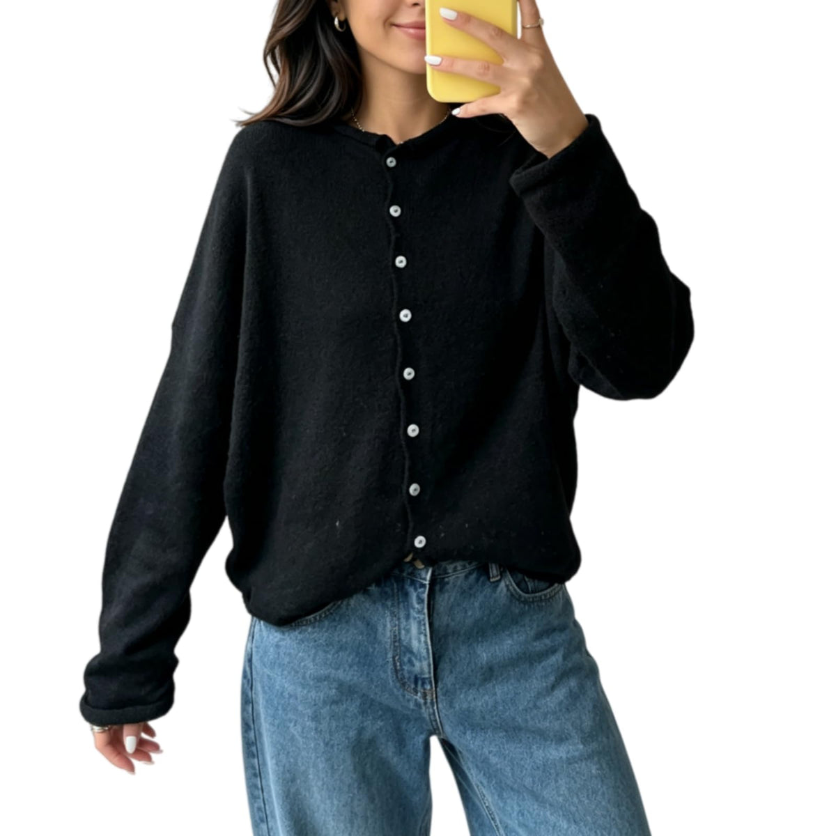 Women Knit Cardigan Sweaters Long Sleeve Button Down Loose Top