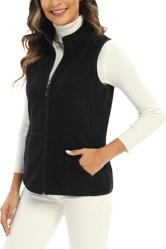 Argstar Women’s Fleece Vest with 6 Pockets, Lightweight Sleeveless Gilet