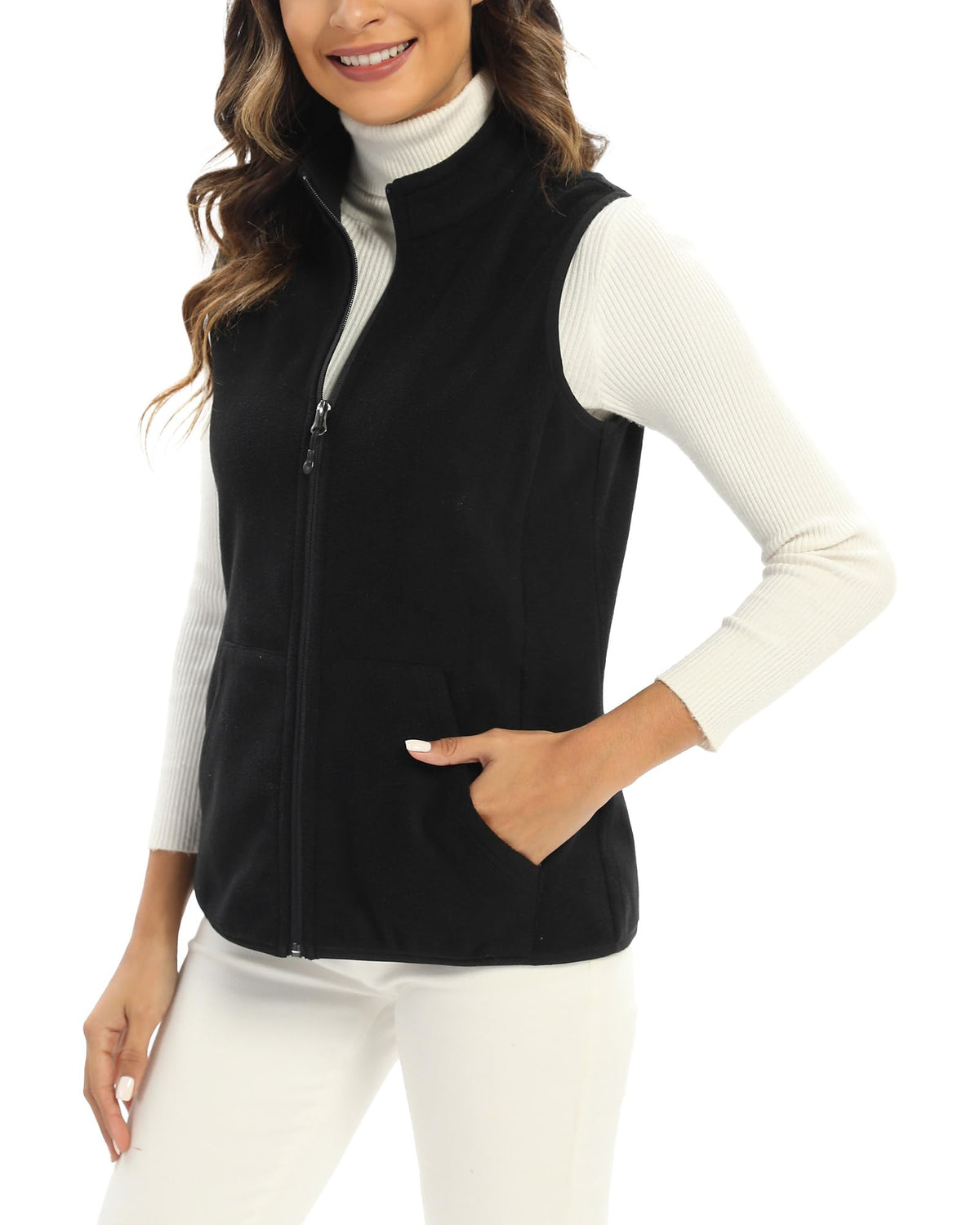 Argstar Women’s Fleece Vest with 6 Pockets, Lightweight Sleeveless Gilet