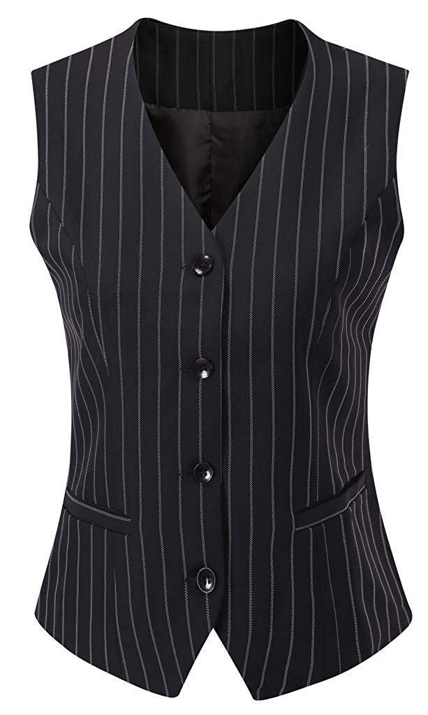 V VOCNI Women's Fully Lined 4 Button Dressy Suit Vest Waistcoat