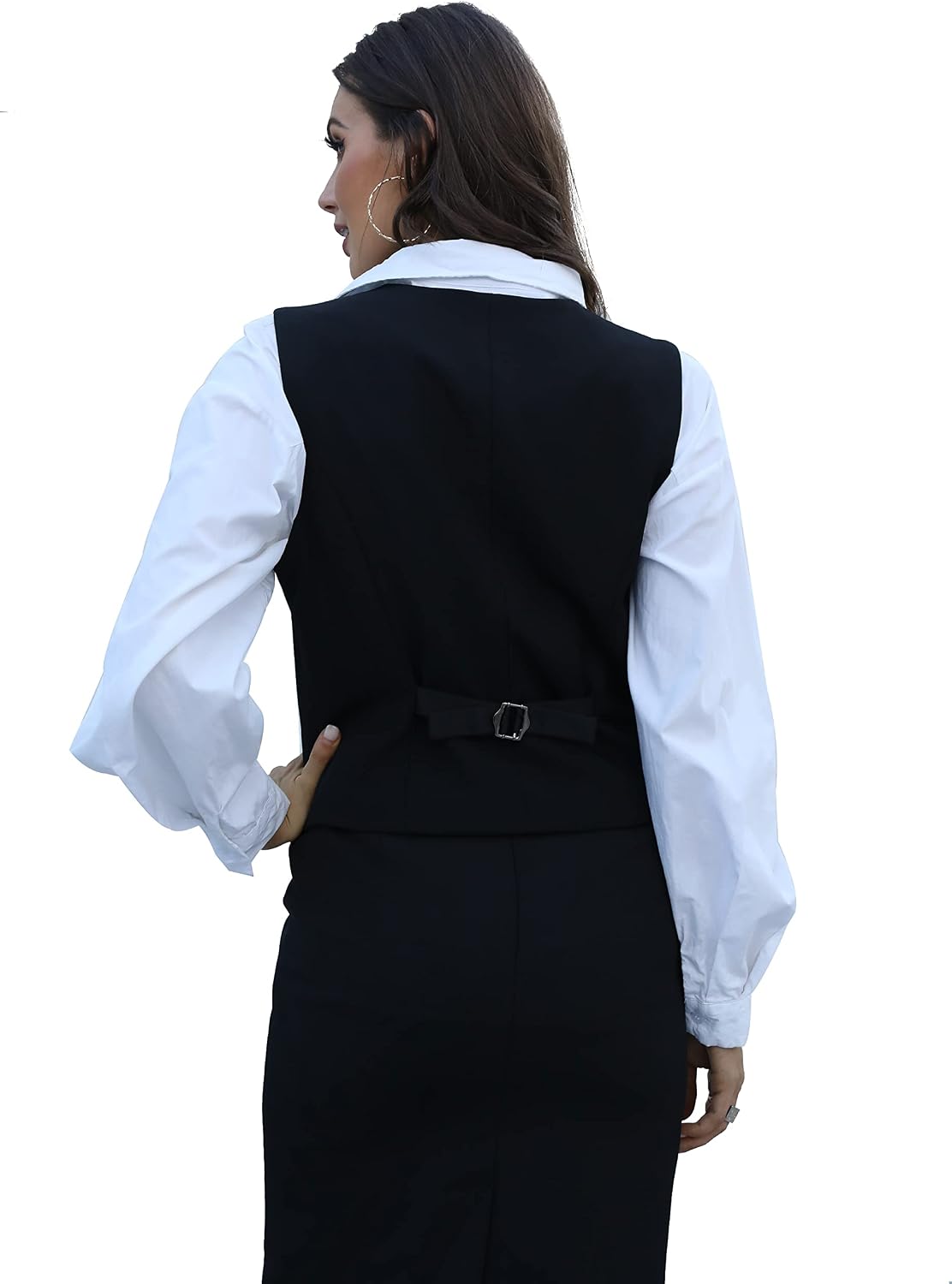 V VOCNI Women's Fully Lined 4 Button Dressy Suit Vest Waistcoat