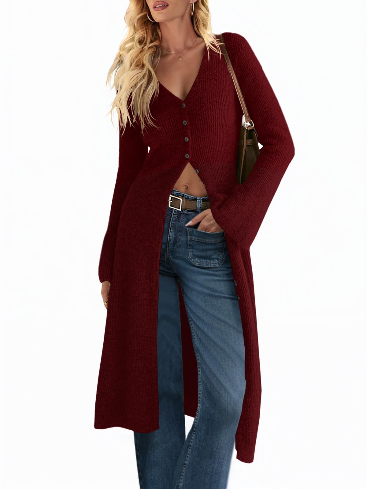Saodimallsu Womens Long Cardigan Sweaters Button Down Midi Knit Dress