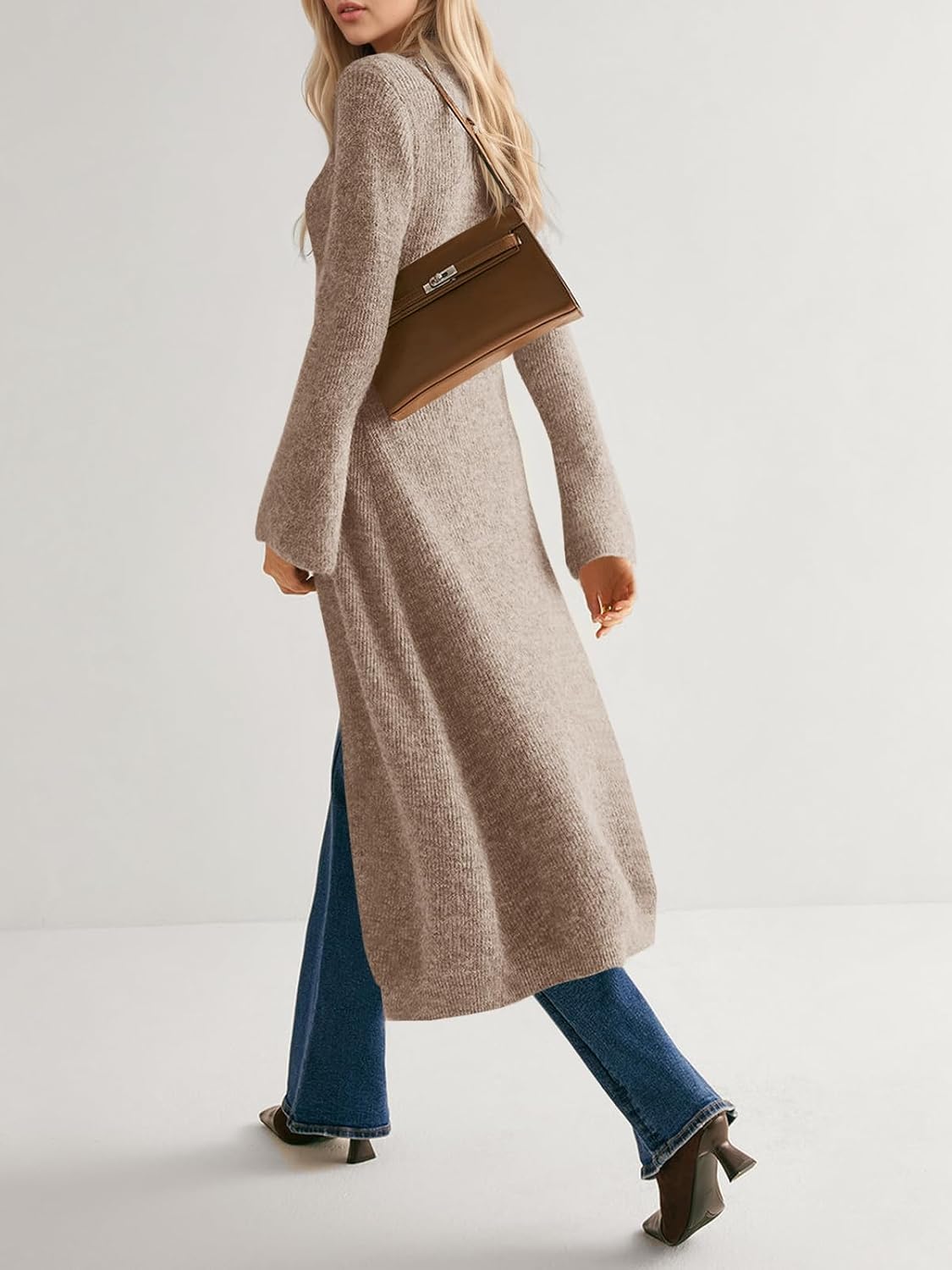 Saodimallsu Womens Long Cardigan Sweaters Button Down Midi Knit Dress