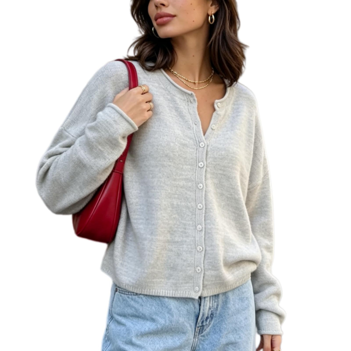 Women Knit Cardigan Sweaters Long Sleeve Button Down Loose Top