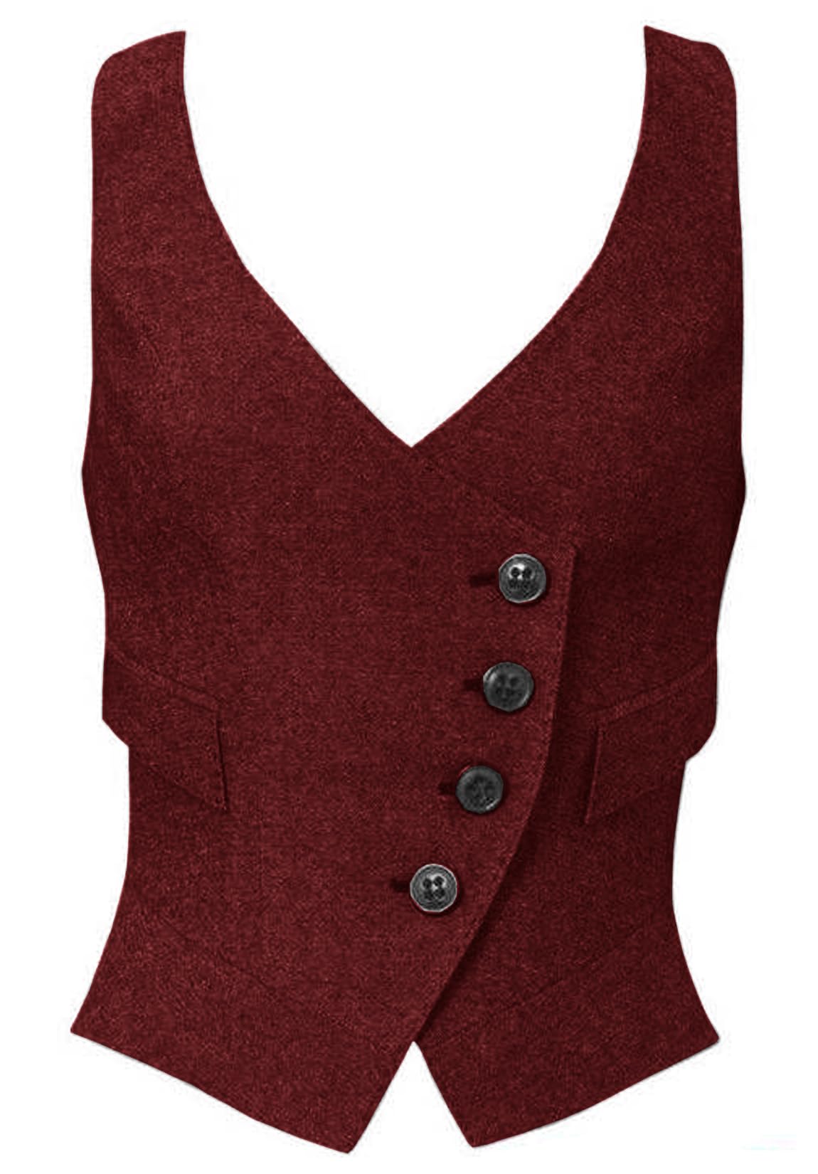 Women's Herringbone Tweed Waistcoat Slim-Fit Suit Vest