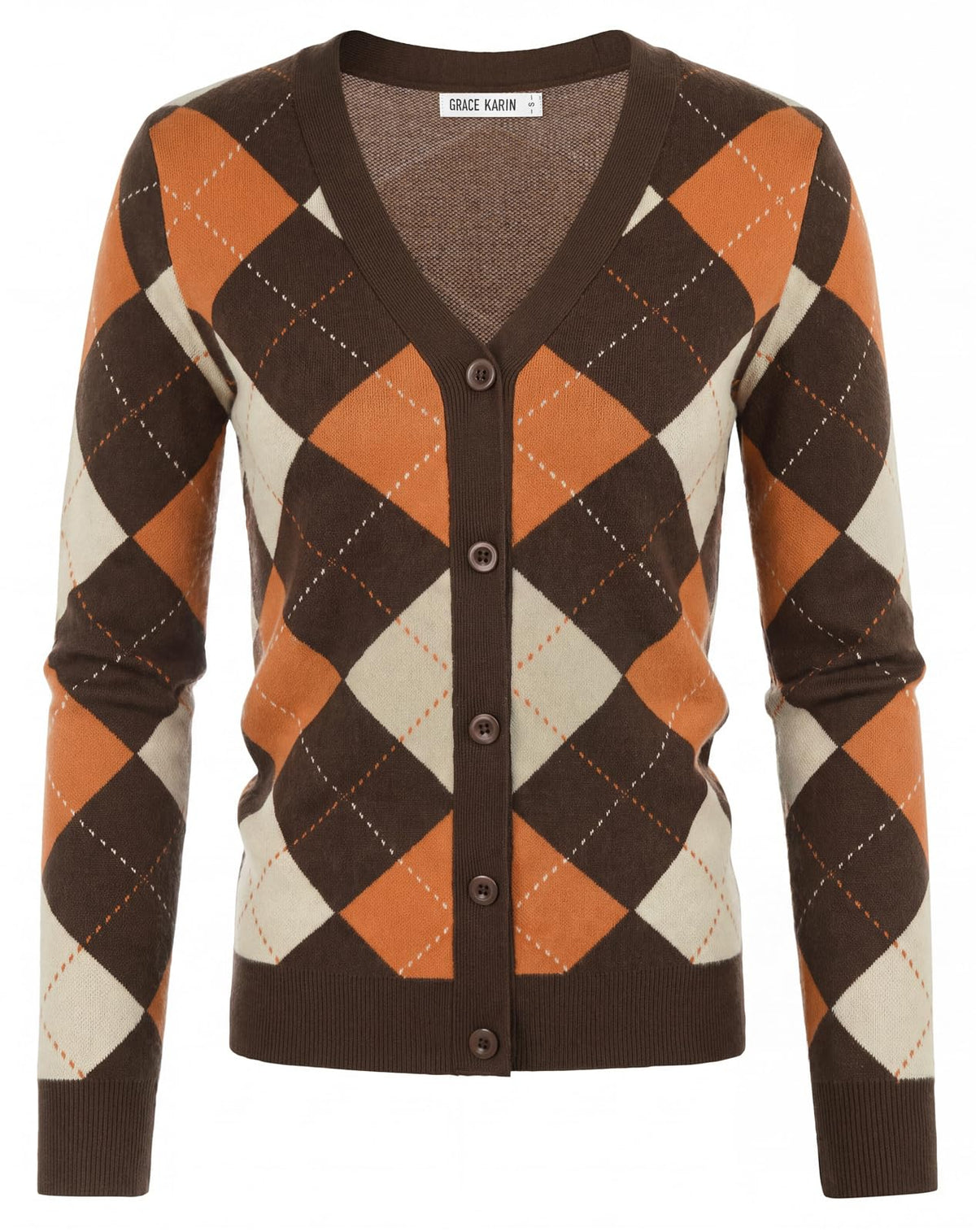 GRACE KARIN Cardigan Sweaters for Women Fall Argyle Sweater Preppy Clothes