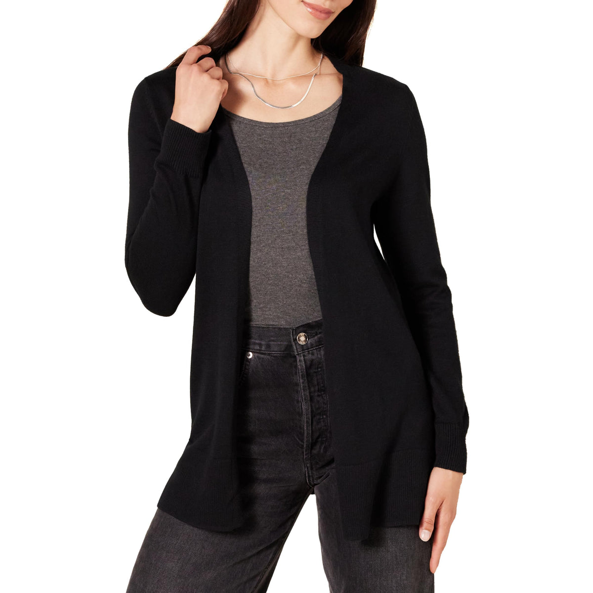 Amazon Essentials Women's Lightweight Long-Sleeve Open-Front Long Cardigan Sweater, Regular Fit