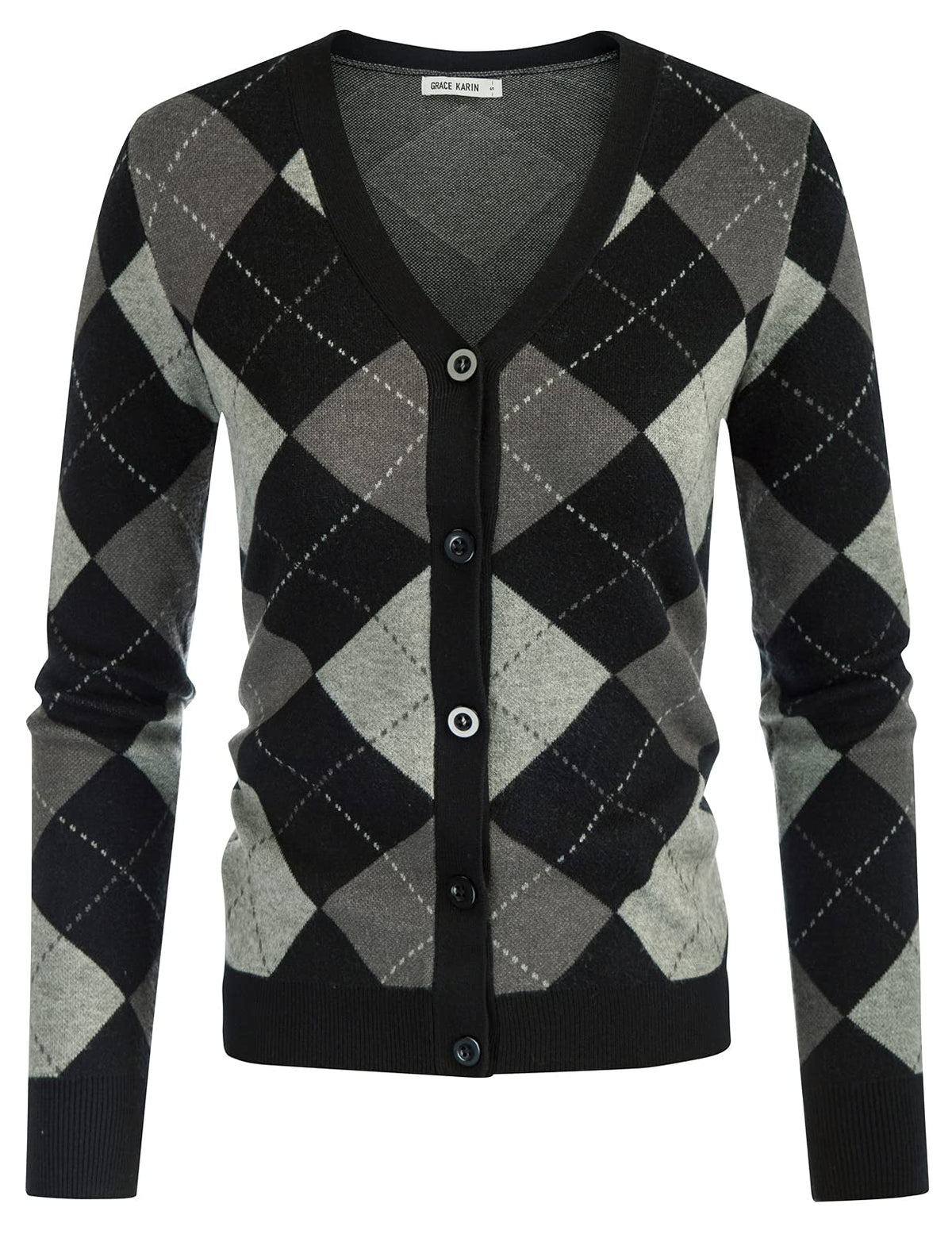 GRACE KARIN Cardigan Sweaters for Women Fall Argyle Sweater Preppy Clothes