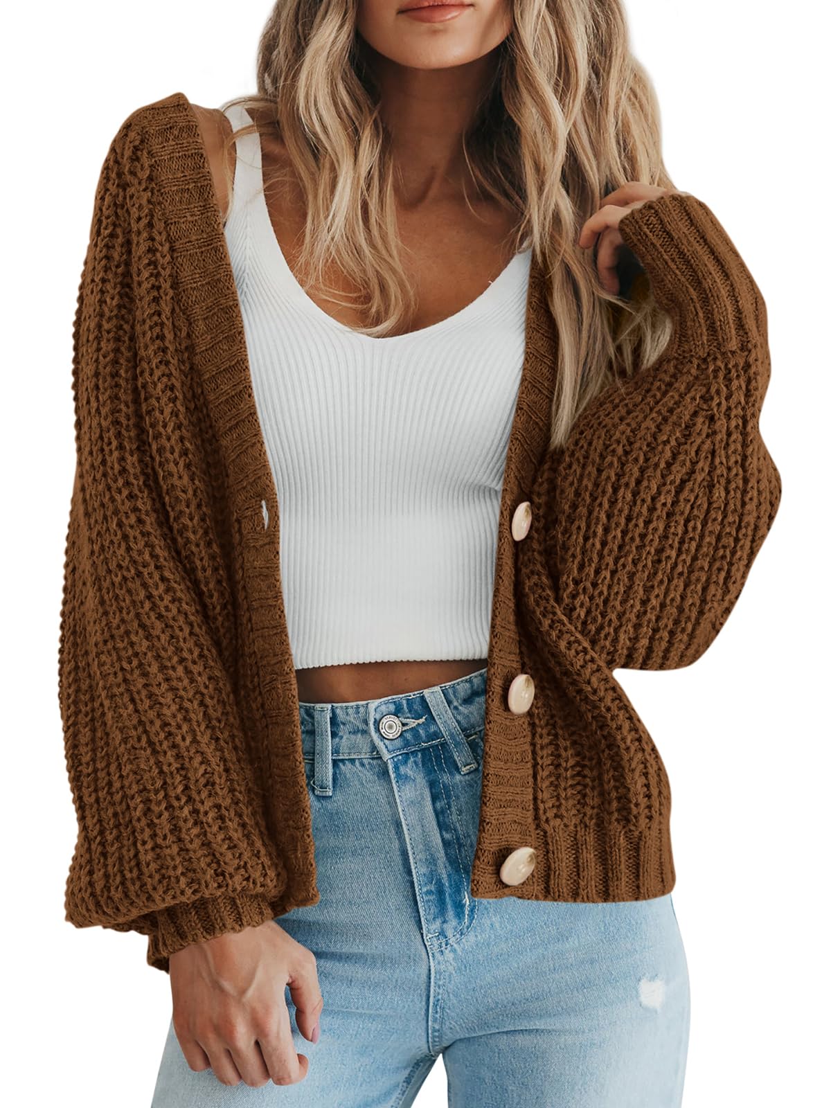 PRETTYGARDEN Women's Chunky Knit Open Front Cardigan Sweaters Fall Outfits