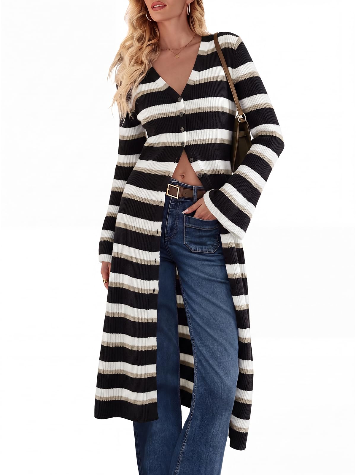 Saodimallsu Womens Long Cardigan Sweaters Button Down Midi Knit Dress