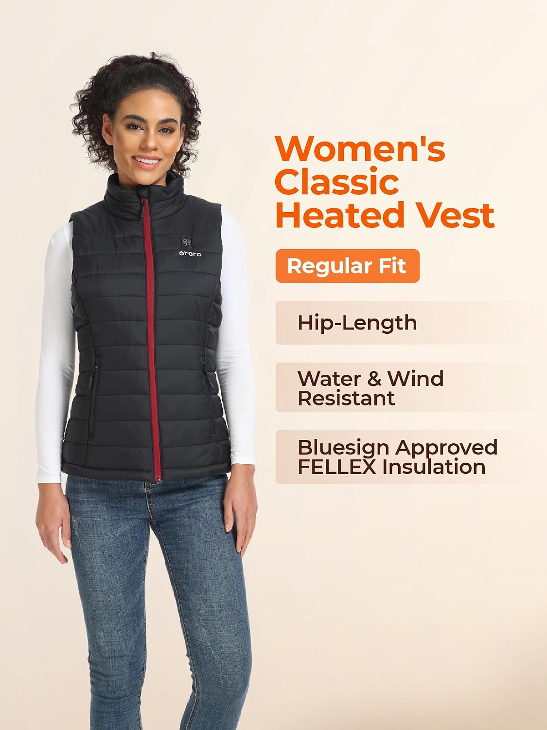ORORO Women’s Heated Vest, 4 Heating Zones Lightweight Electric Vest