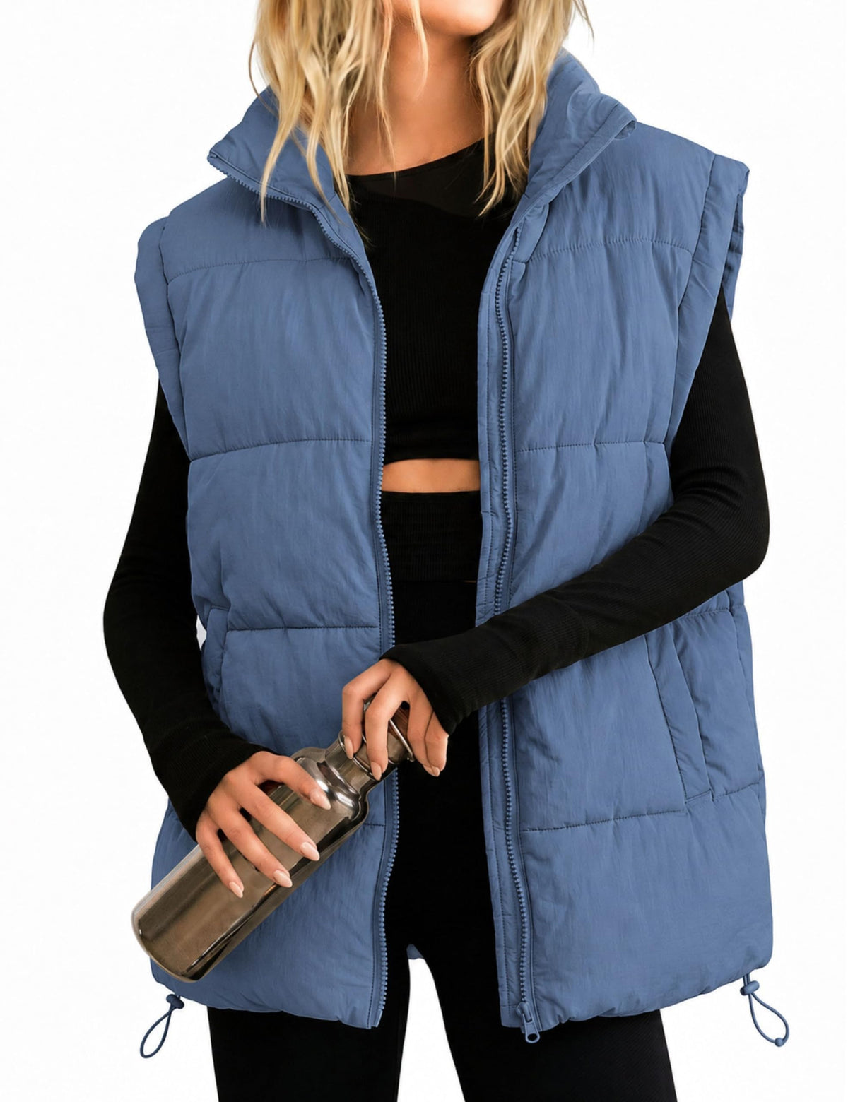 Athlisan Womens Zip Up Puffer Vest Stand Collar Sleeveless Padded Jacket Coat