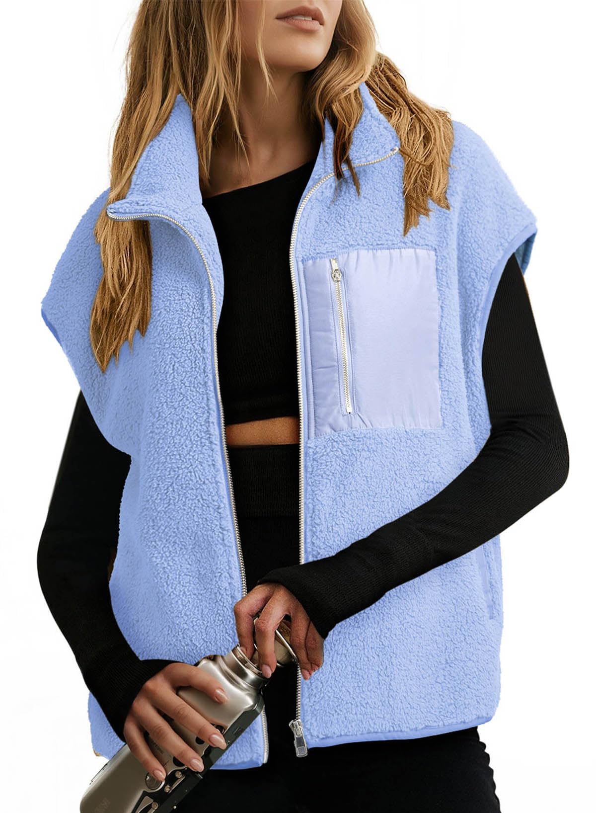 Dokotoo Fleece Womens Vest Zip Up Oversized Casual Jacket 2026