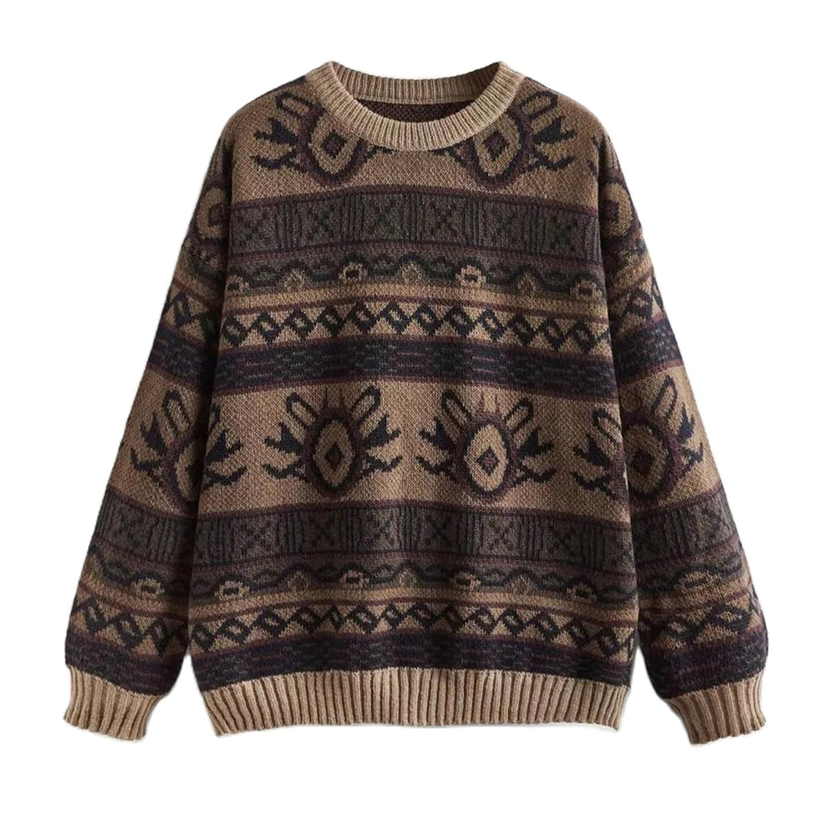 Women Y2K Argyle Striped Pullover Sweater Casual Long Sleeve Round Neck Vintage Preppy Style Pullover Knitwear