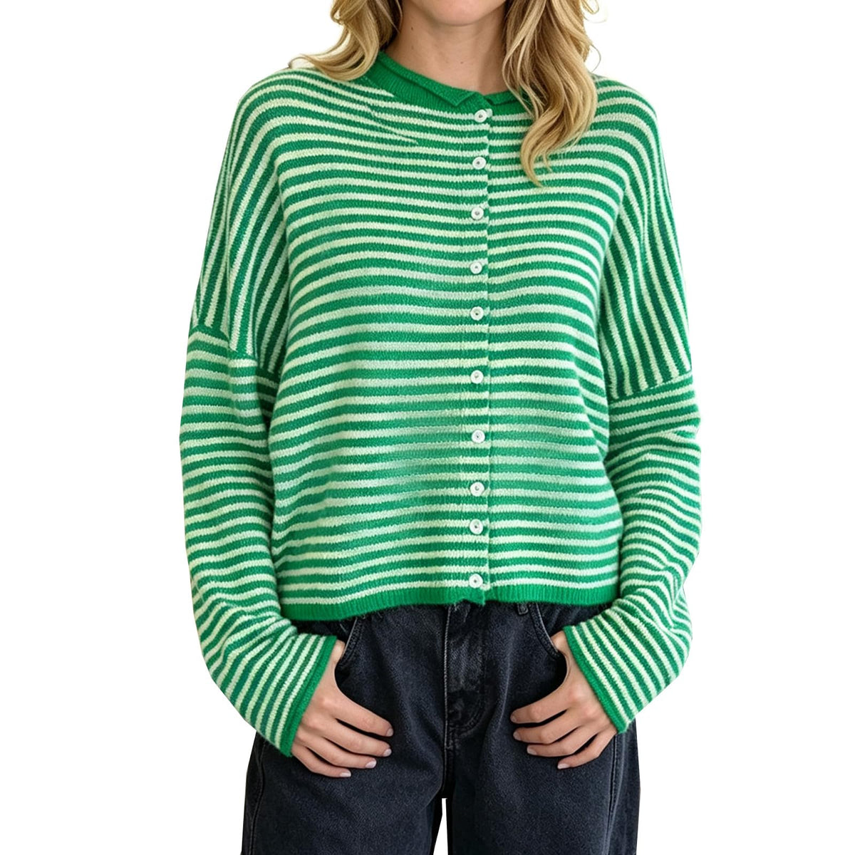 Women Knit Cardigan Sweaters Long Sleeve Button Down Loose Top
