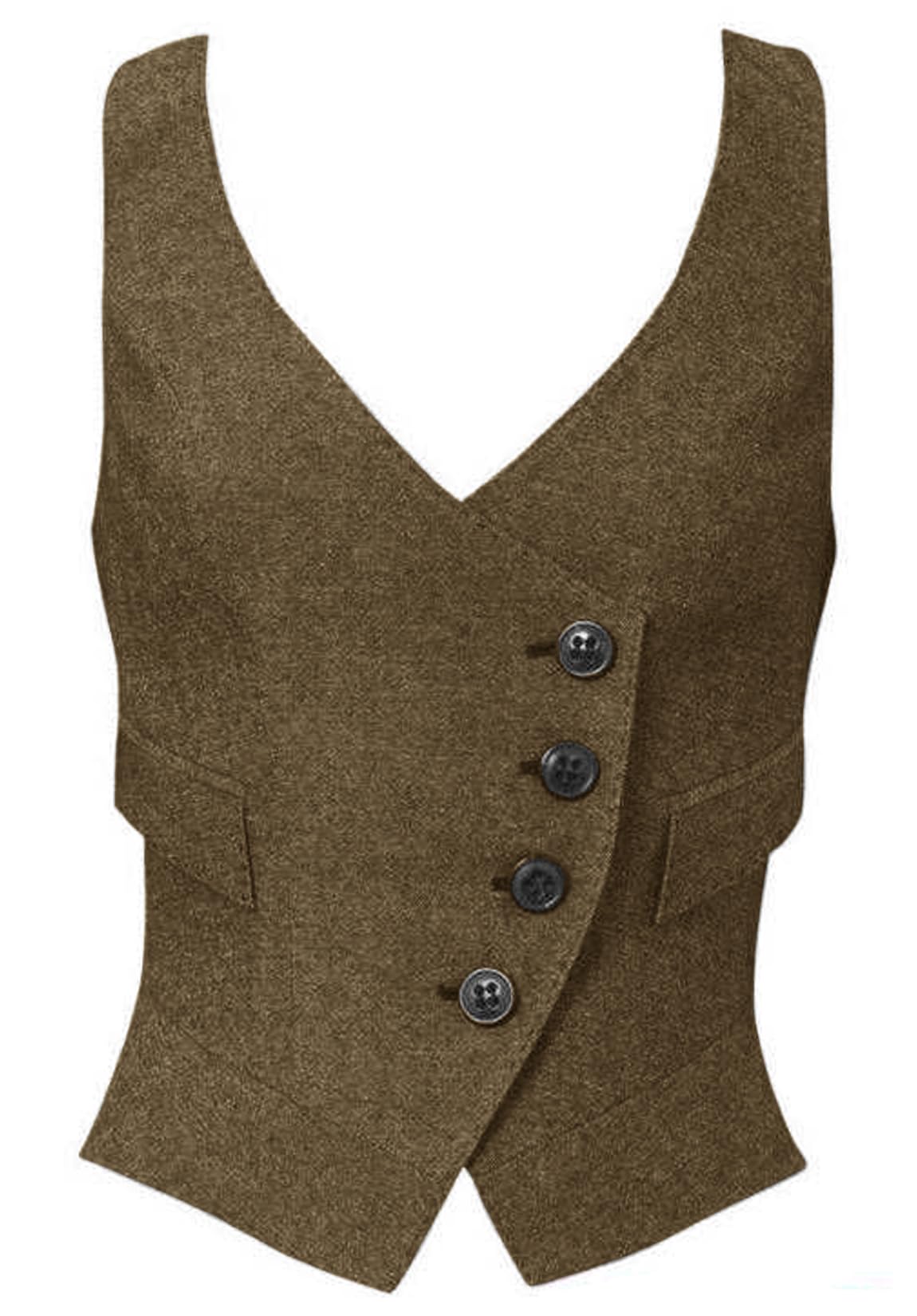 Women's Herringbone Tweed Waistcoat Slim-Fit Suit Vest