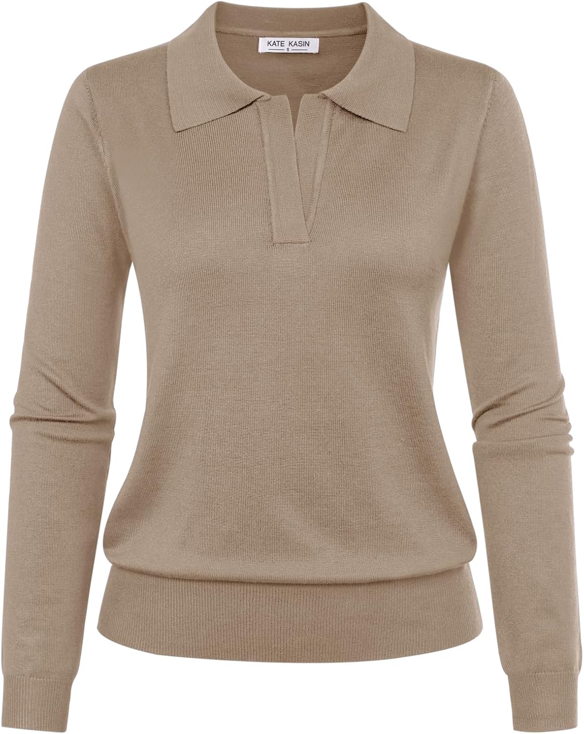Women's Long Sleeve Classic V Neck Casual Fall Winter Polo Sweater Tops