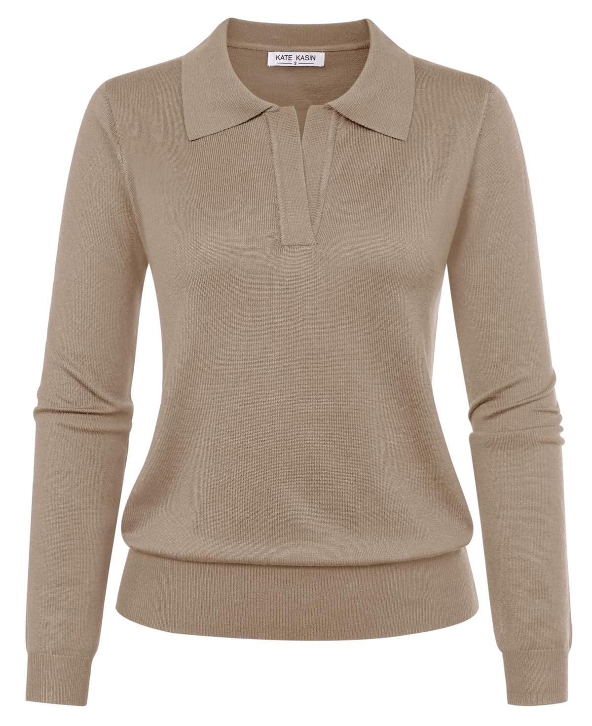 Women's Long Sleeve Classic V Neck Casual Fall Winter Polo Sweater Tops