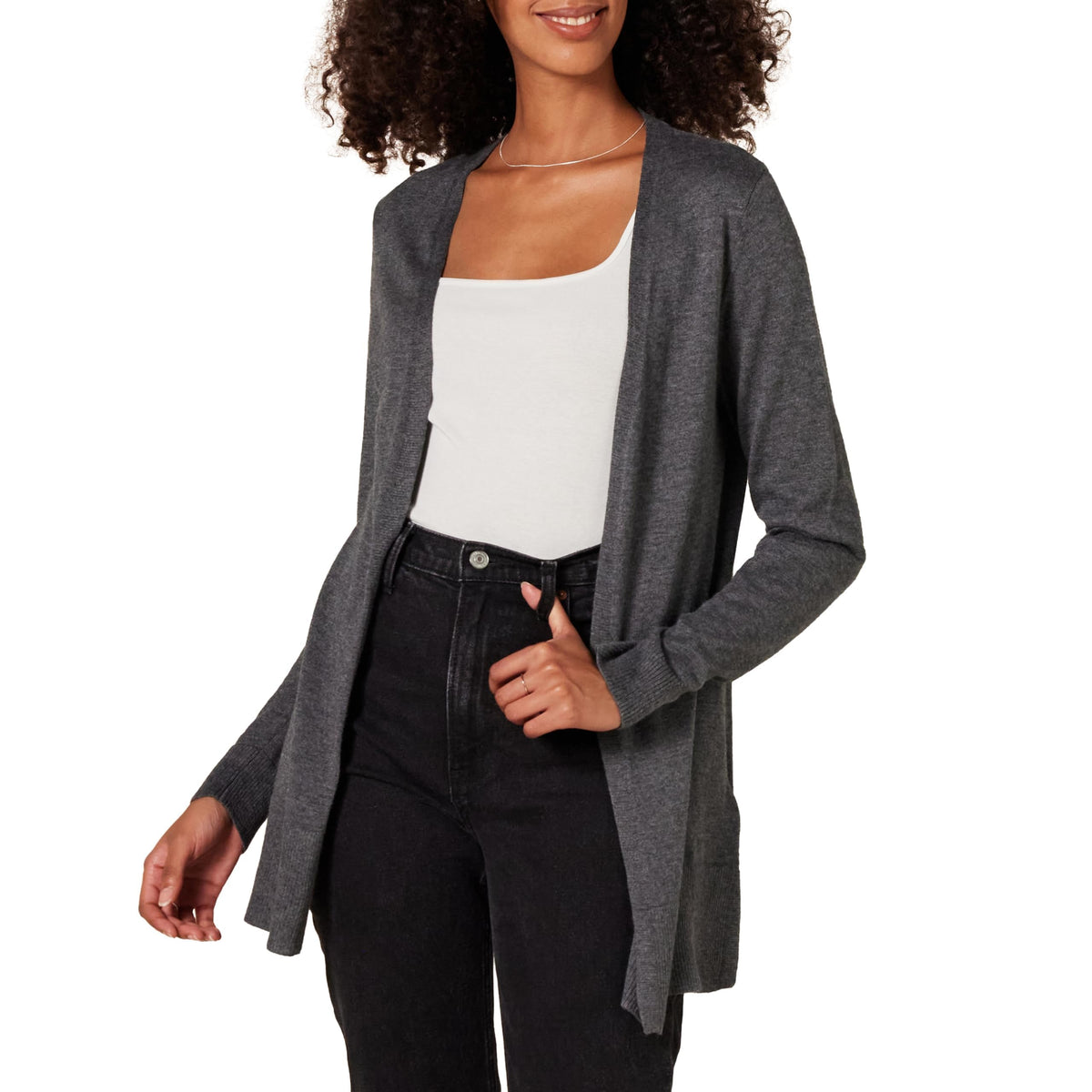 Amazon Essentials Women's Lightweight Long-Sleeve Open-Front Long Cardigan Sweater, Regular Fit
