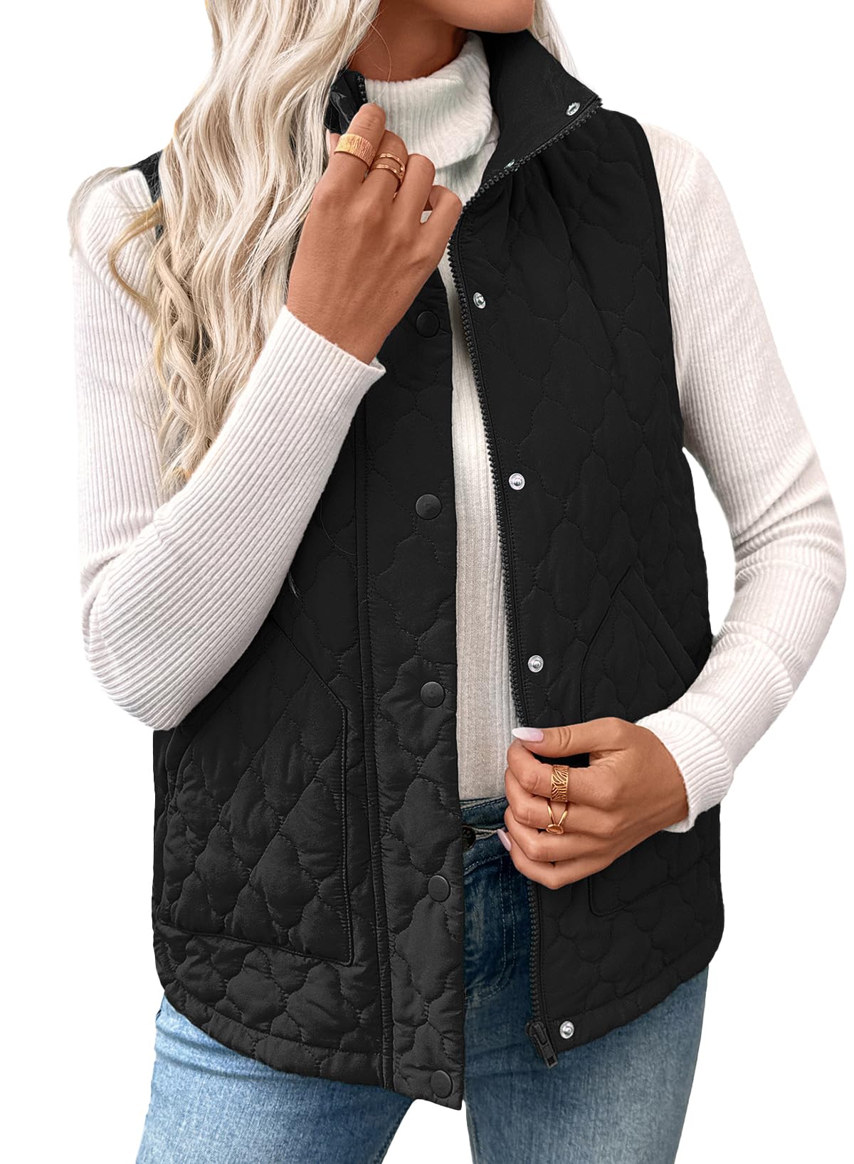 EVALESS Womens Puffer Vest Trendy Lightweight Quilted Jackets