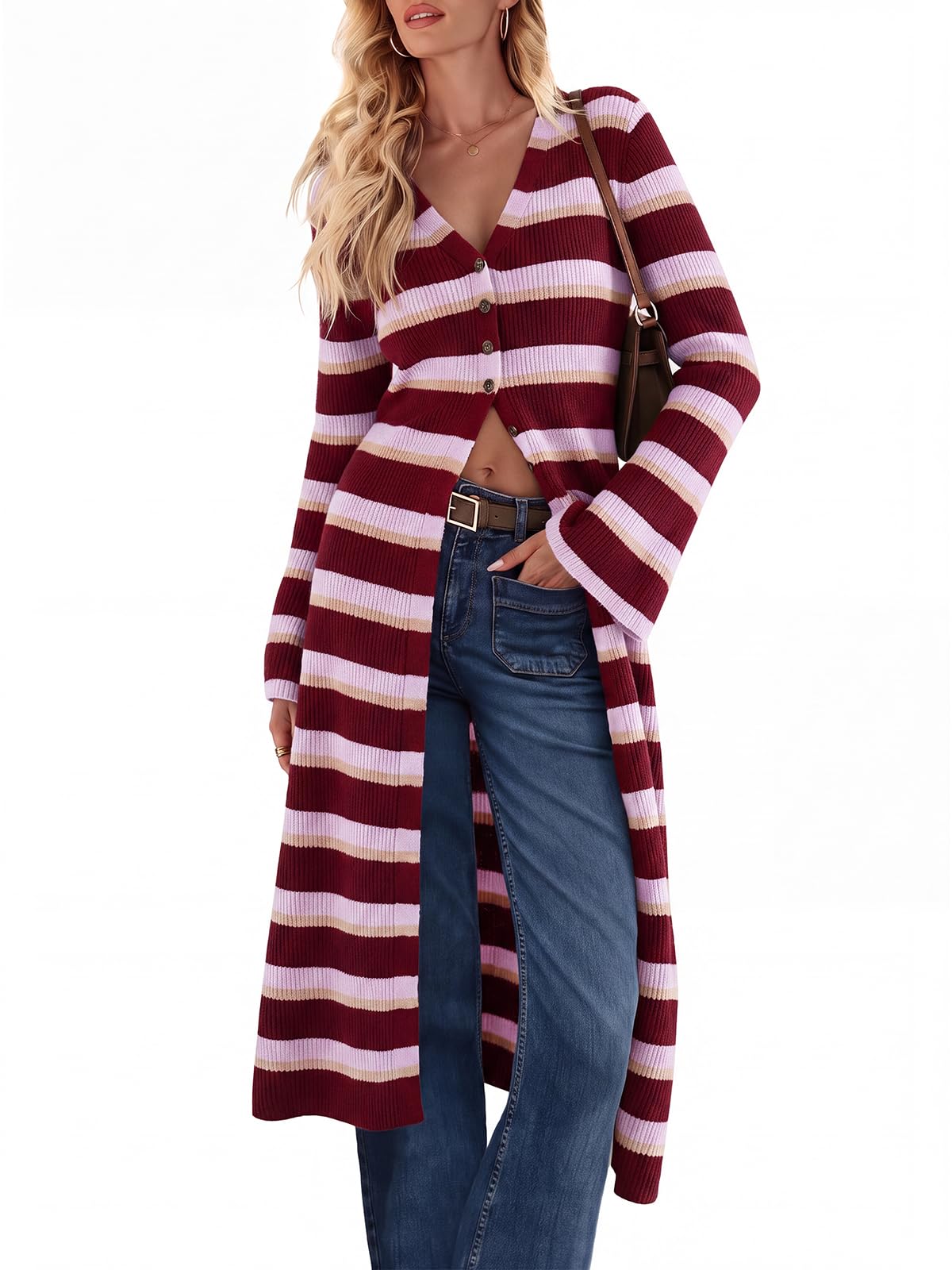 Saodimallsu Womens Long Cardigan Sweaters Button Down Midi Knit Dress