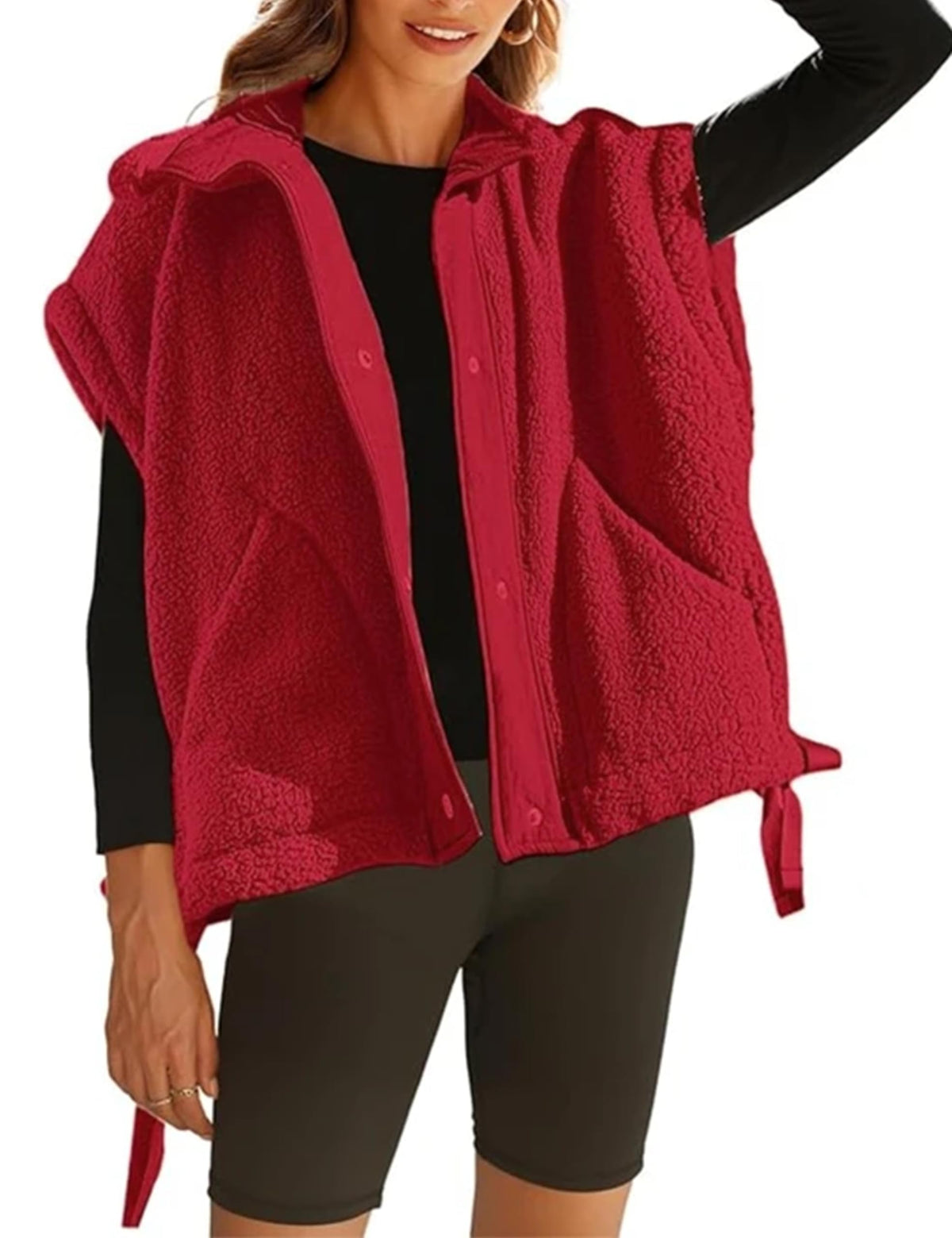 OPCAKM Women's Fuzzy Fleece Vest Sleeveless Sherpa Jacket