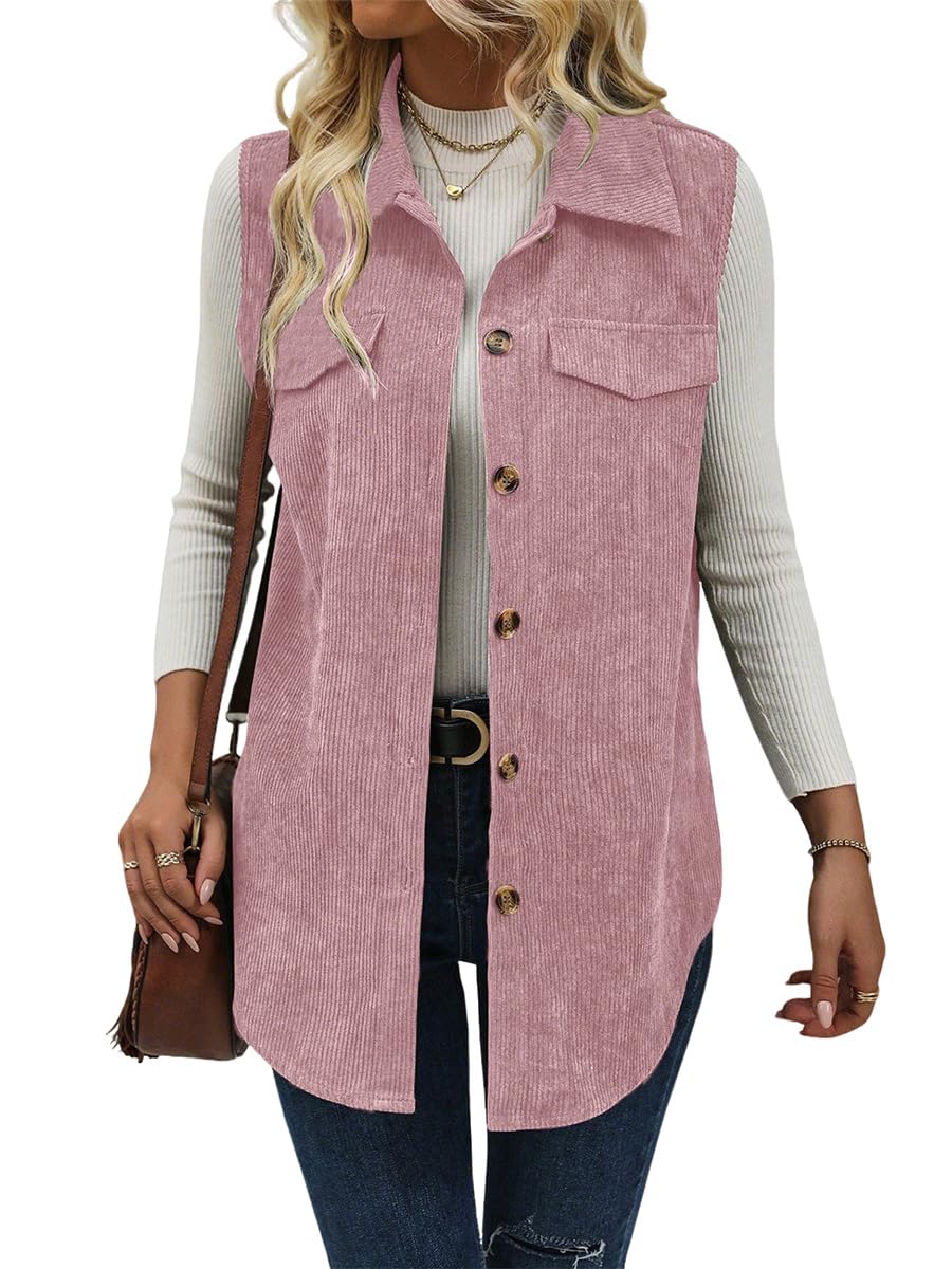 IDEALSANXUN Womens Corduroy Vest Fall Winter Sleeveless Jackets Outerwear