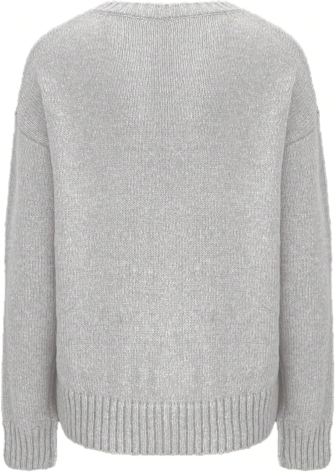 WDIRARA Women's Cat Graphic Sweater Long Sleeve Crew Neck Knit Tops