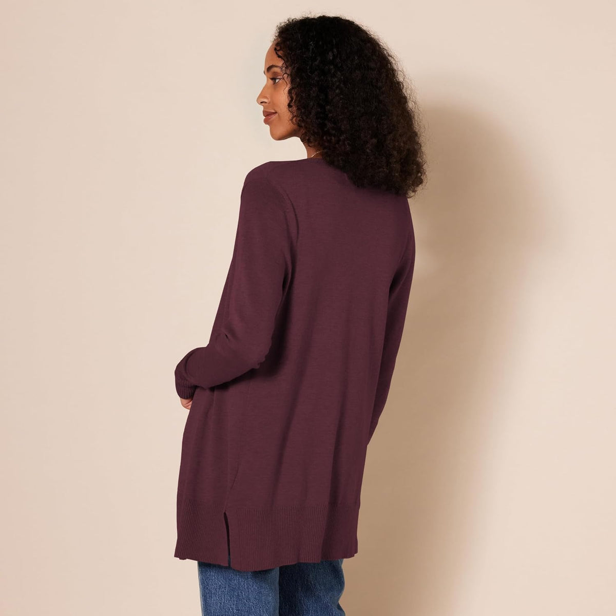 Amazon Essentials Women's Lightweight Long-Sleeve Open-Front Long Cardigan Sweater, Regular Fit