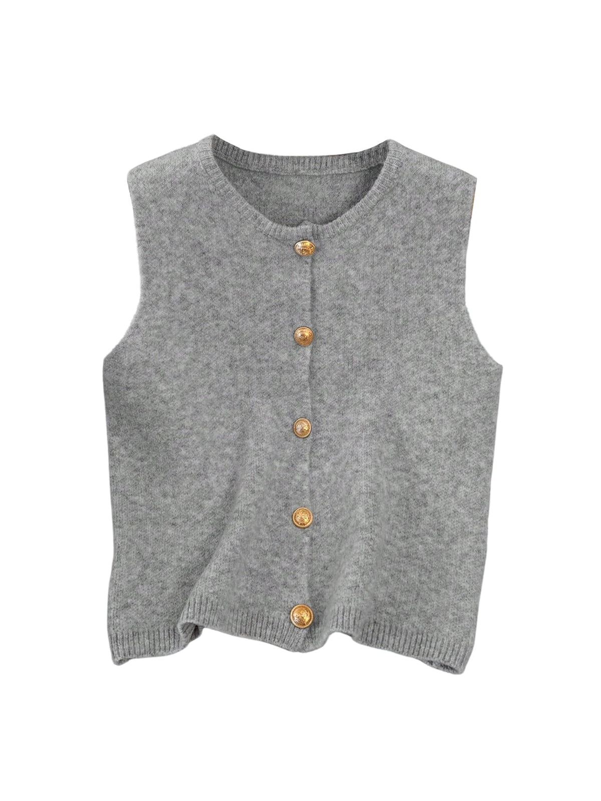 RoseSeek Women's Button Down Sweater Vest Sleeveless Crewneck Knit Knitwear